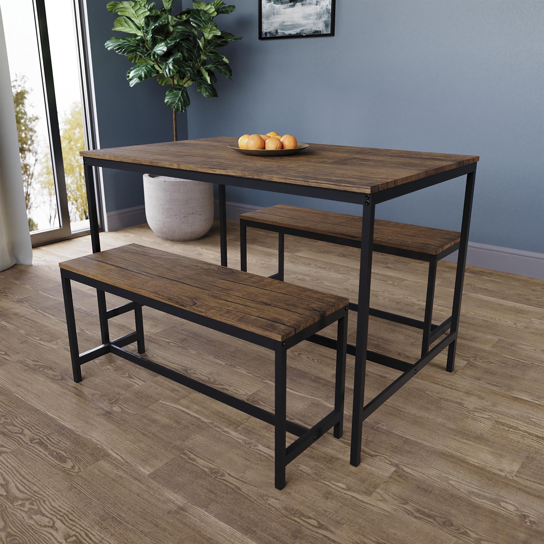 Wooden Dining Table & Chair Set 2 / 4 Seater Bench Chair Kitchen Room Furniture - Picture 2 of 82