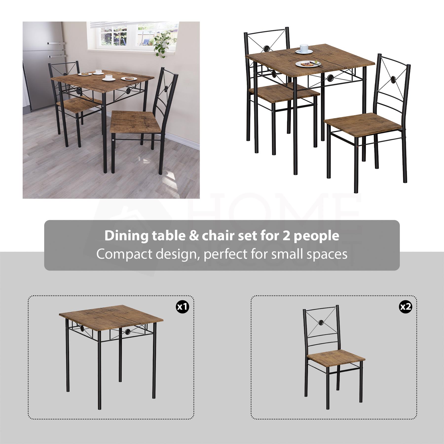 Wooden Dining Table & Chair Set 2 / 4 Seater Bench Chair Kitchen Room Furniture - Picture 37 of 82