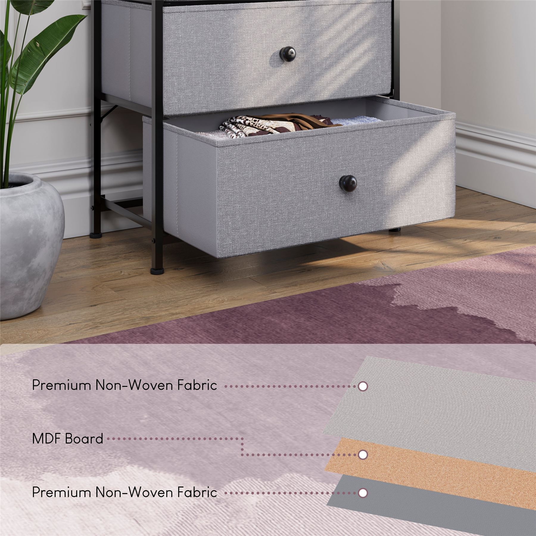 Vida Designs Stoff Kommode Aufbewahrungsschrank Schlafzimmer Flur 'UKFR' - Bild 62 von 193