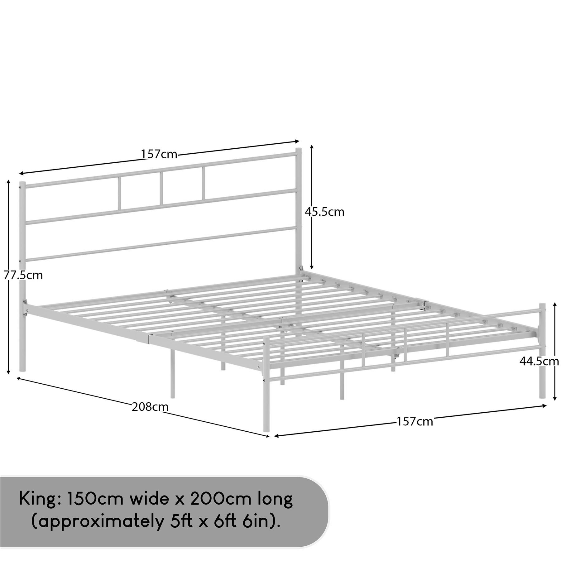 Metal Bed Single Double King Size Slat Base Headboard Set Bedroom Furniture - Picture 68 of 187
