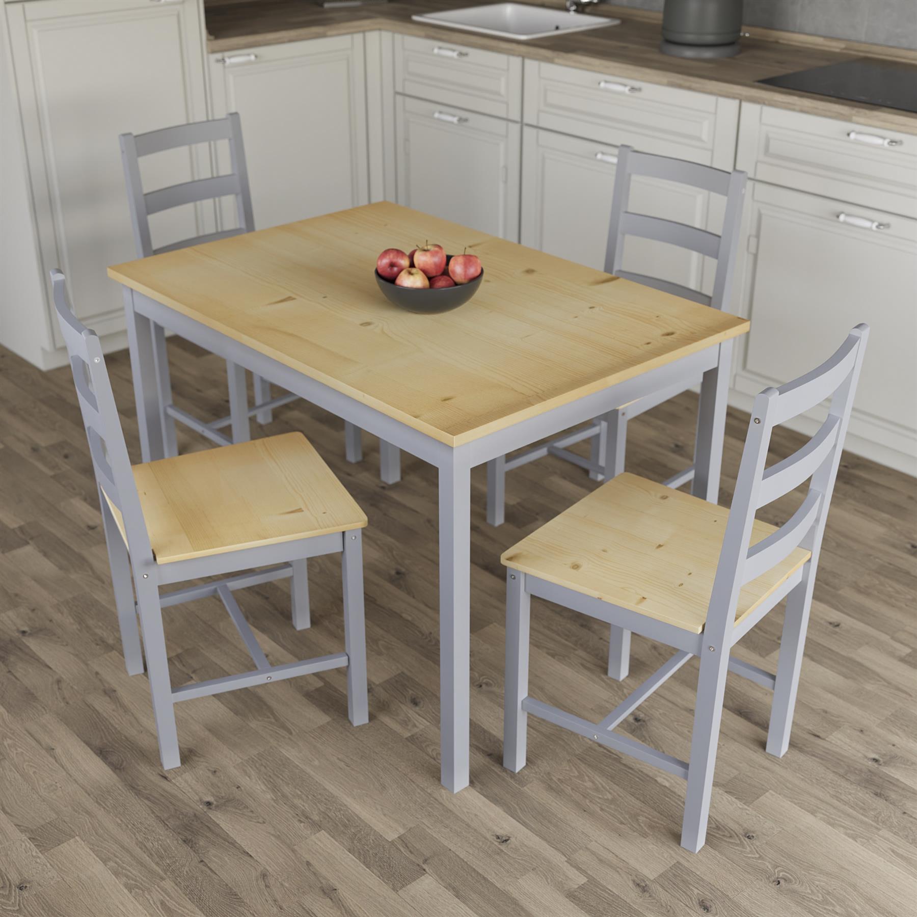 Solid Wood Dining Table and 2 4 Chairs Set Home Kitchen Furniture 3 Colours - Picture 61 of 73