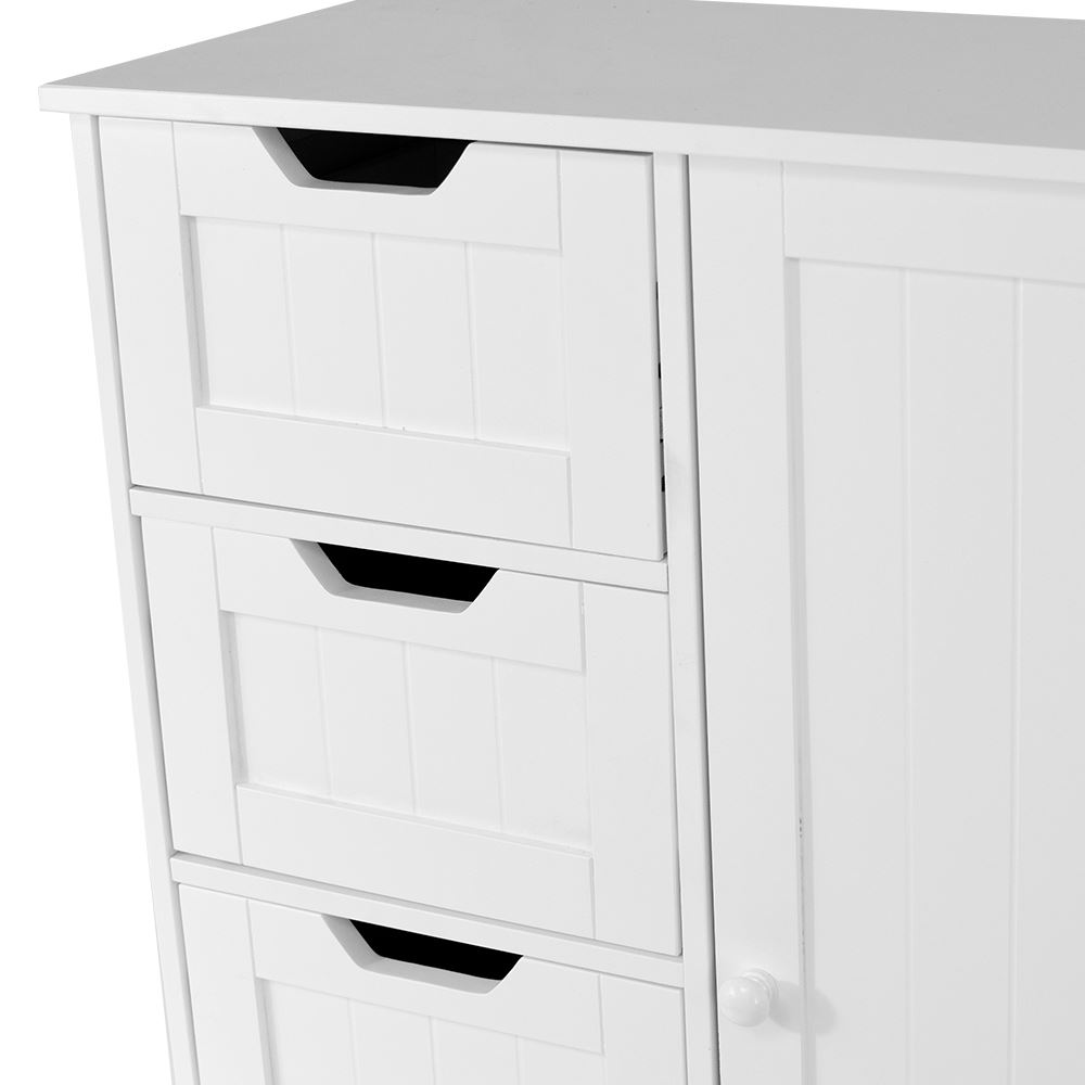 Bathroom 4 Drawer Door Storage Cupboard Wooden White By Home