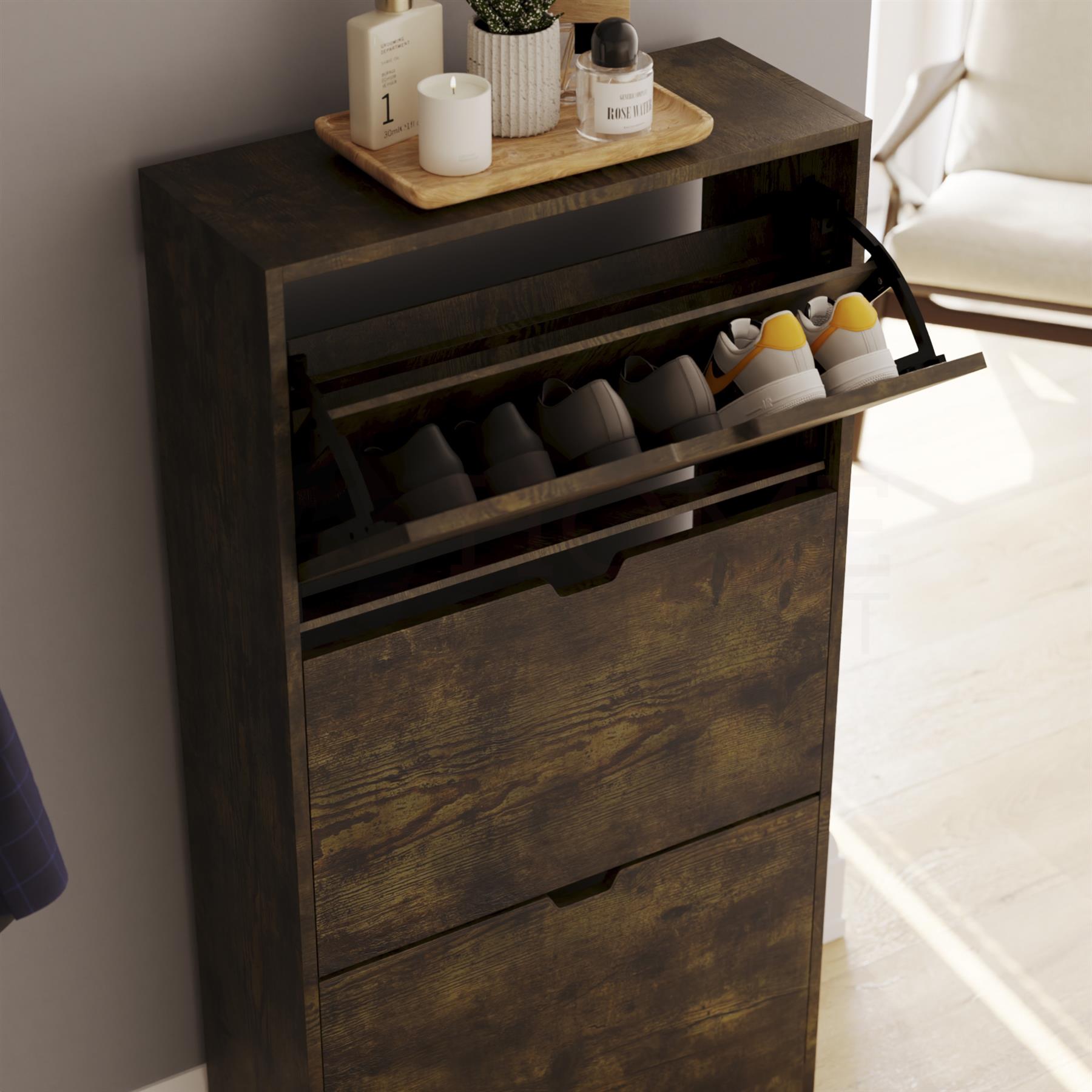 Shoe Rack Shoes Storage Cabinet Wooden Cupboard 2 3 Drawer Organiser 100% FSC - Picture 60 of 61