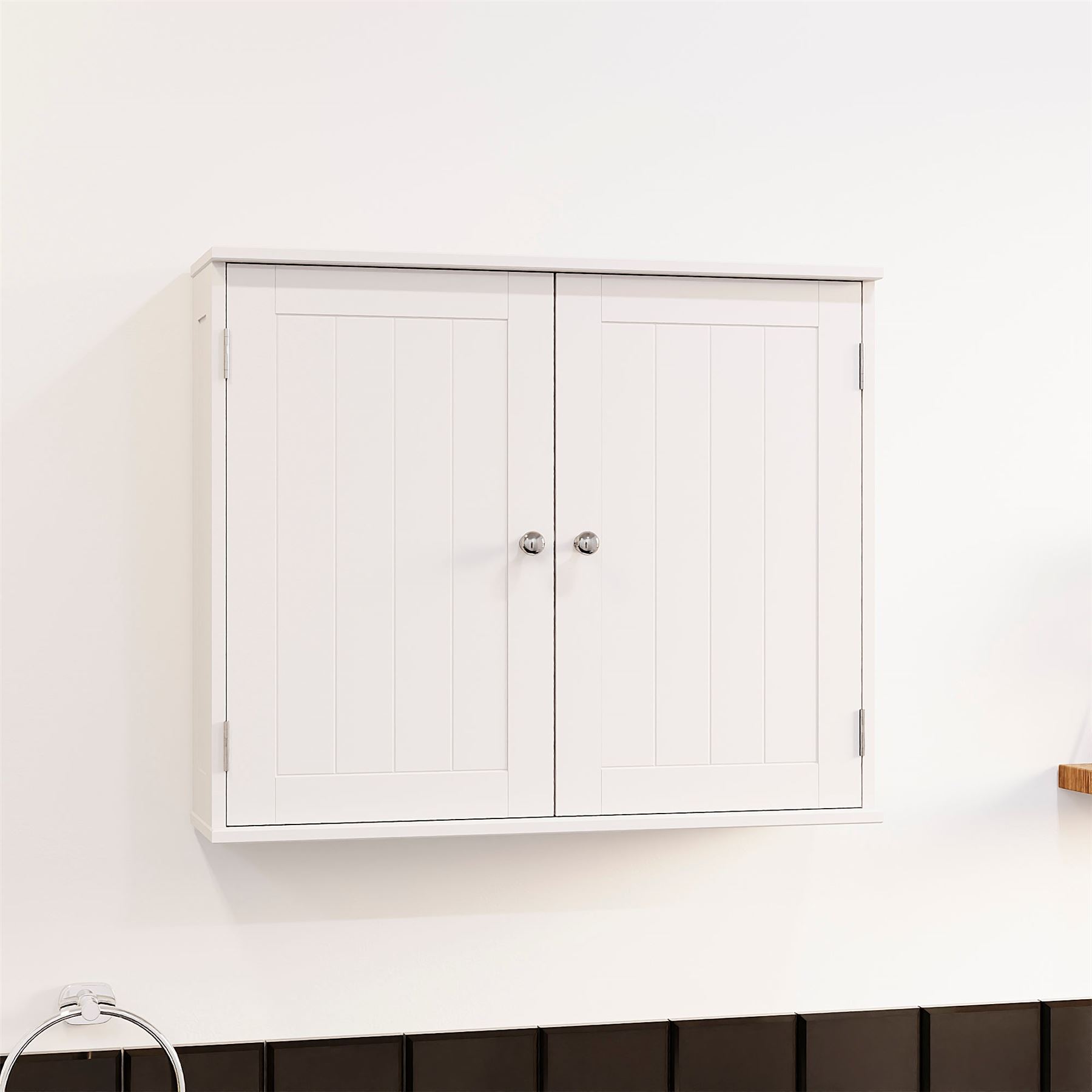 Wall Mounted Cabinet Bathroom White Single Double Door Vanity Storage Cupboard - Picture 62 of 113
