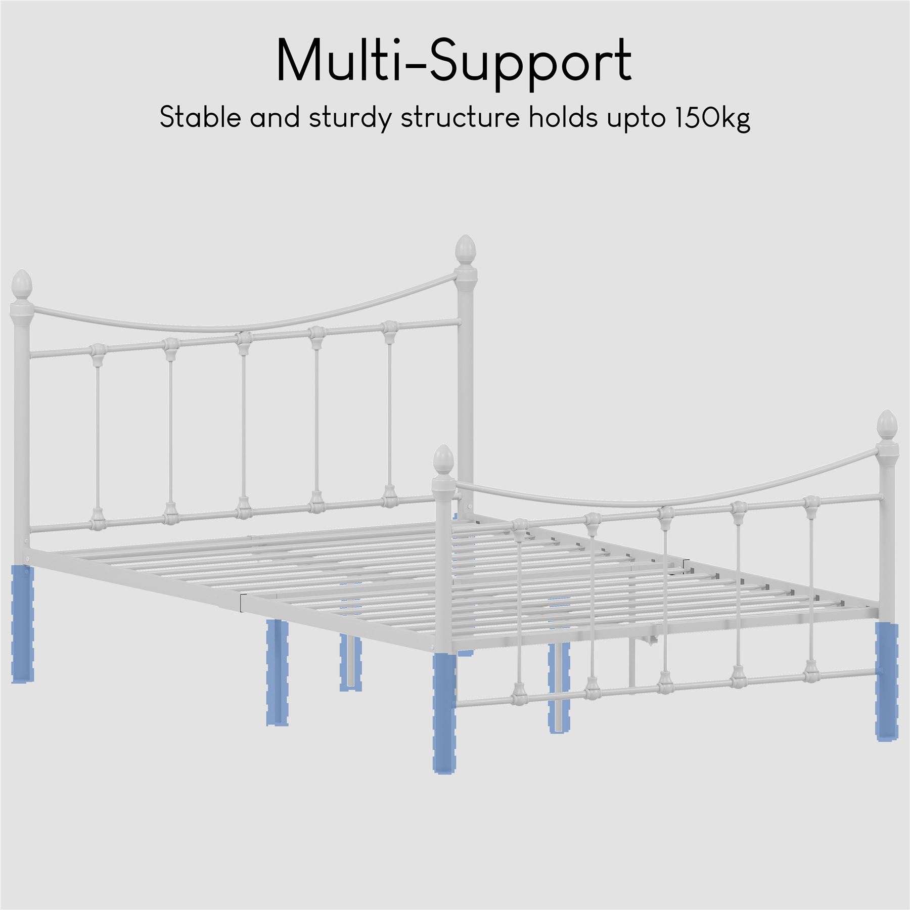 Metal Bed Single Double King Size Slat Base Headboard Set Bedroom Furniture - Picture 145 of 187