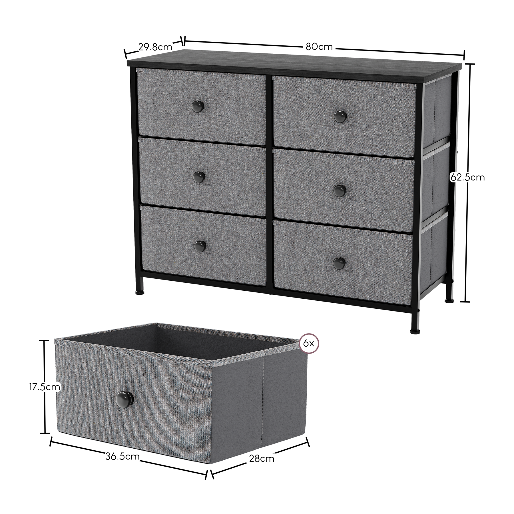 Vida Designs Stoff Kommode Aufbewahrungsschrank Schlafzimmer Flur 'UKFR' - Bild 95 von 193