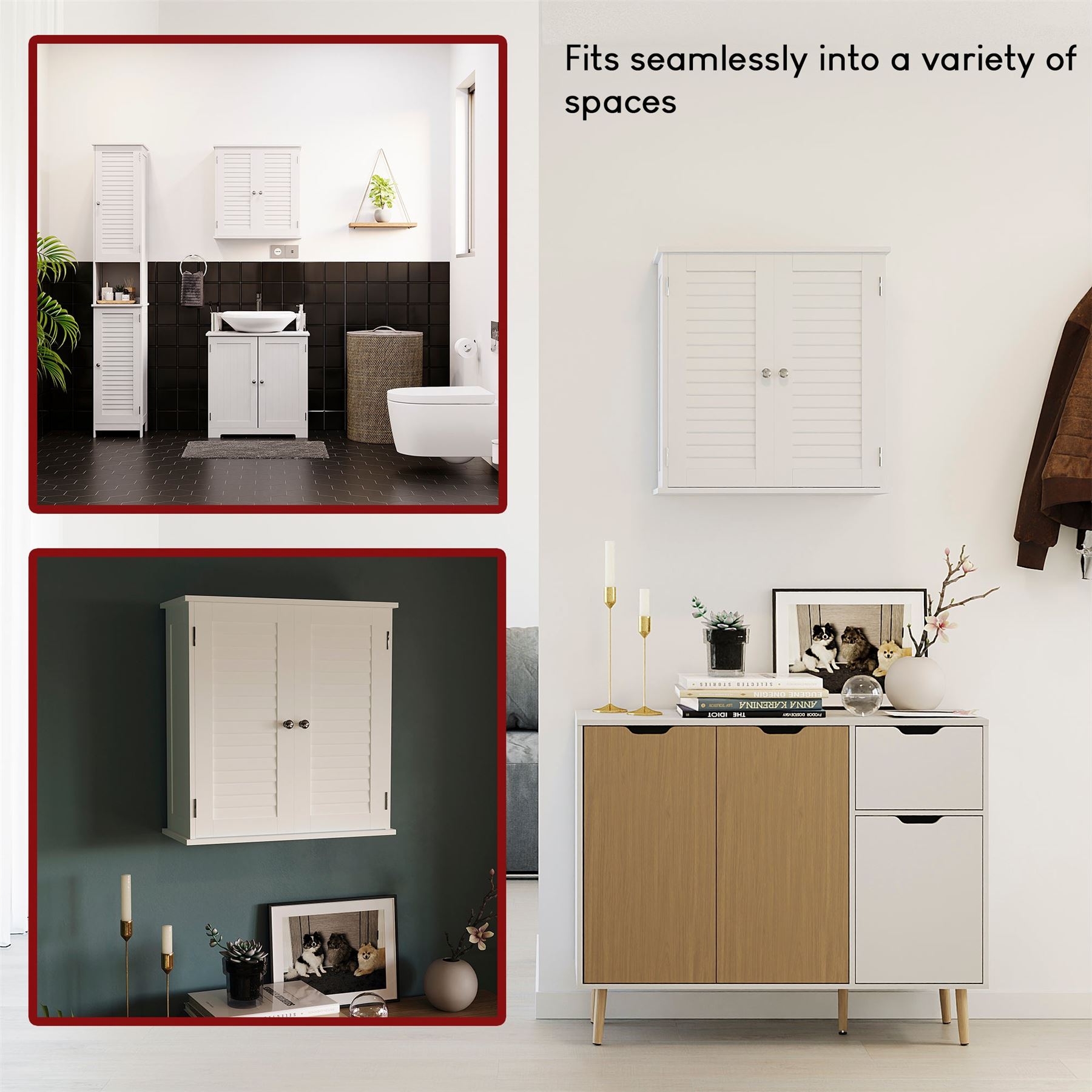Wall Mounted Cabinet Bathroom White Single Double Door Vanity Storage Cupboard - Picture 15 of 113