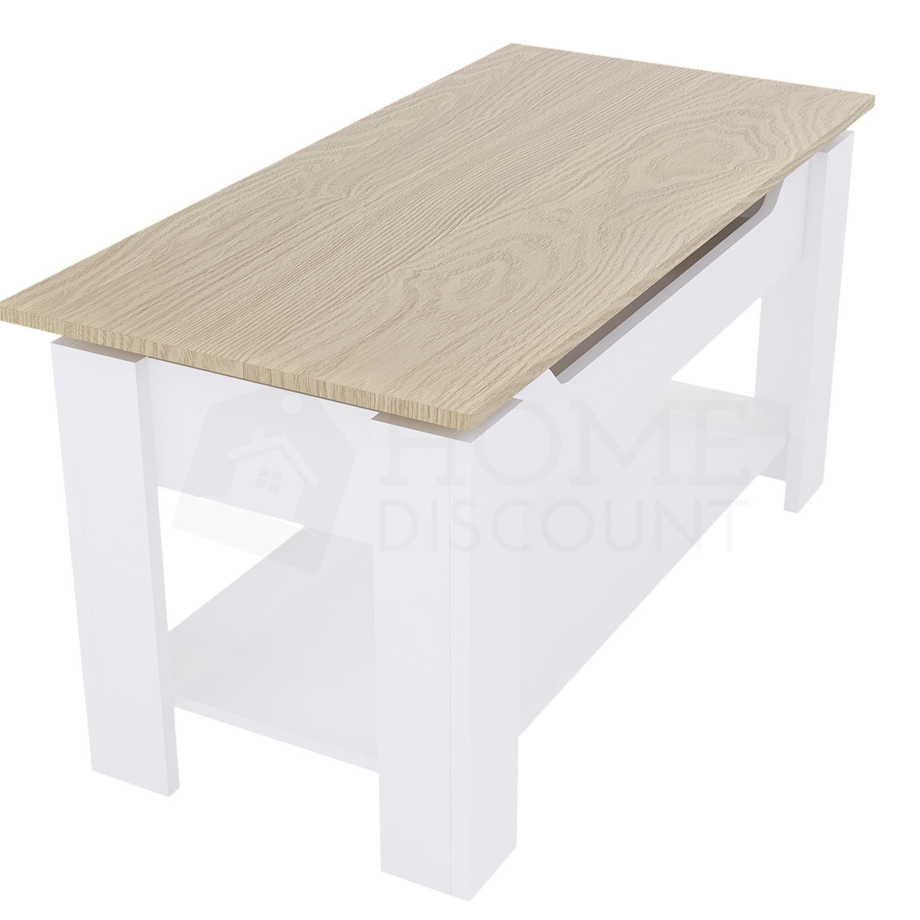 Holz Couchtisch Lift Up Stauraumplatte mit Ablage Wohnzimmer Möbel - Bild 42 von 43