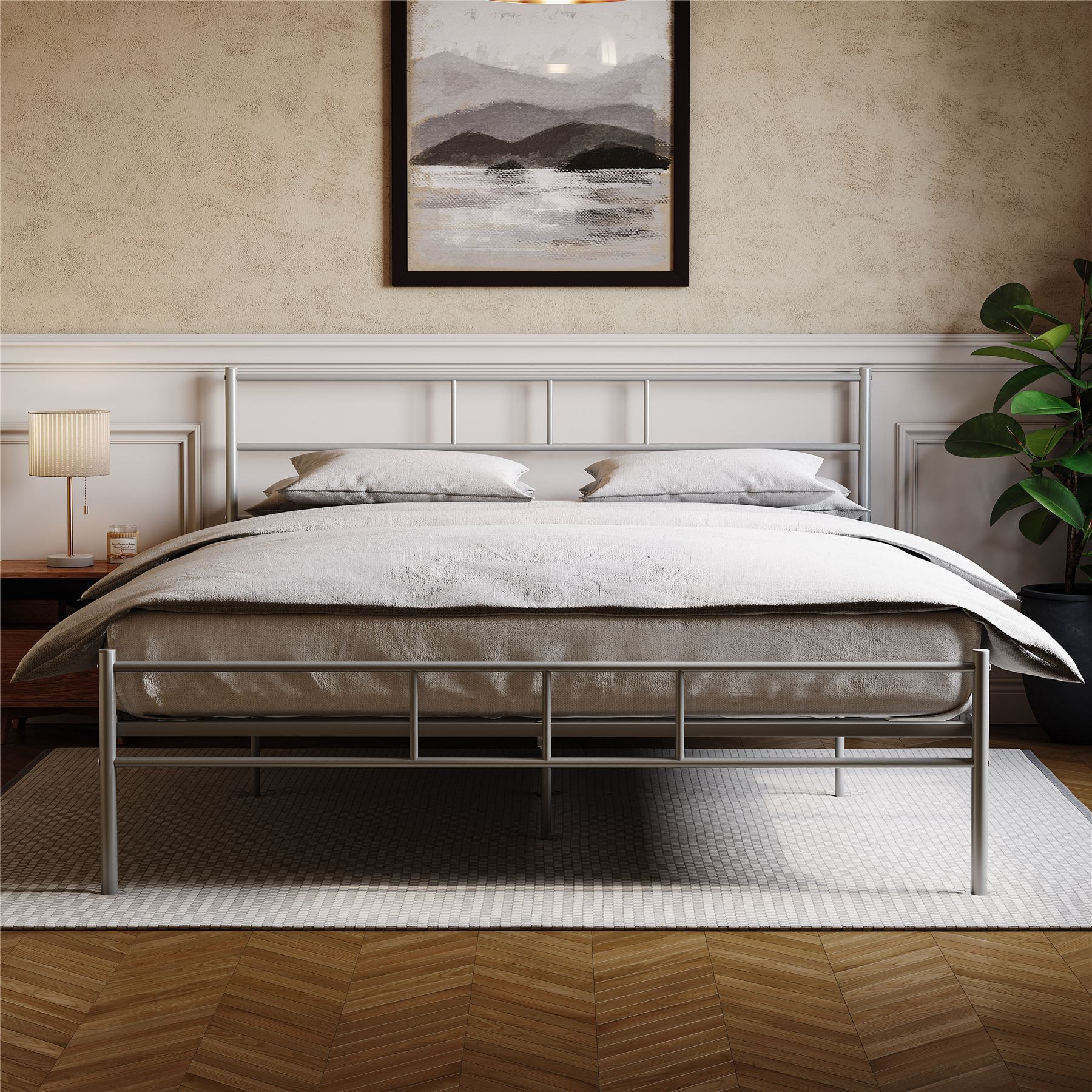 Metal Bed Single Double King Size Slat Base Headboard Set Bedroom Furniture - Picture 65 of 187