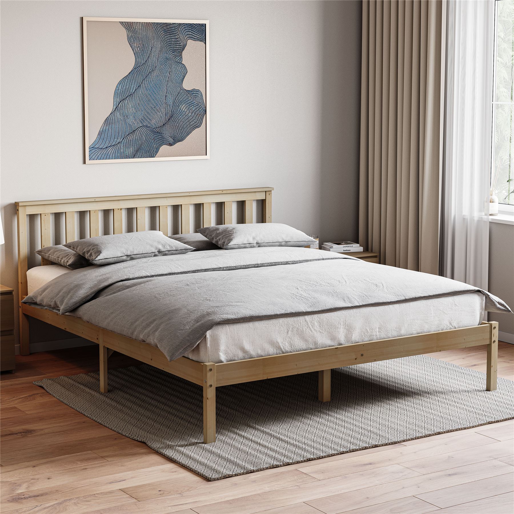 Holzbett Milan Single Double King Size 3 Fuß 4 Fuß 6 5 Fuß Rahmen Matratze Weiß Kiefer - Bild 11 von 37