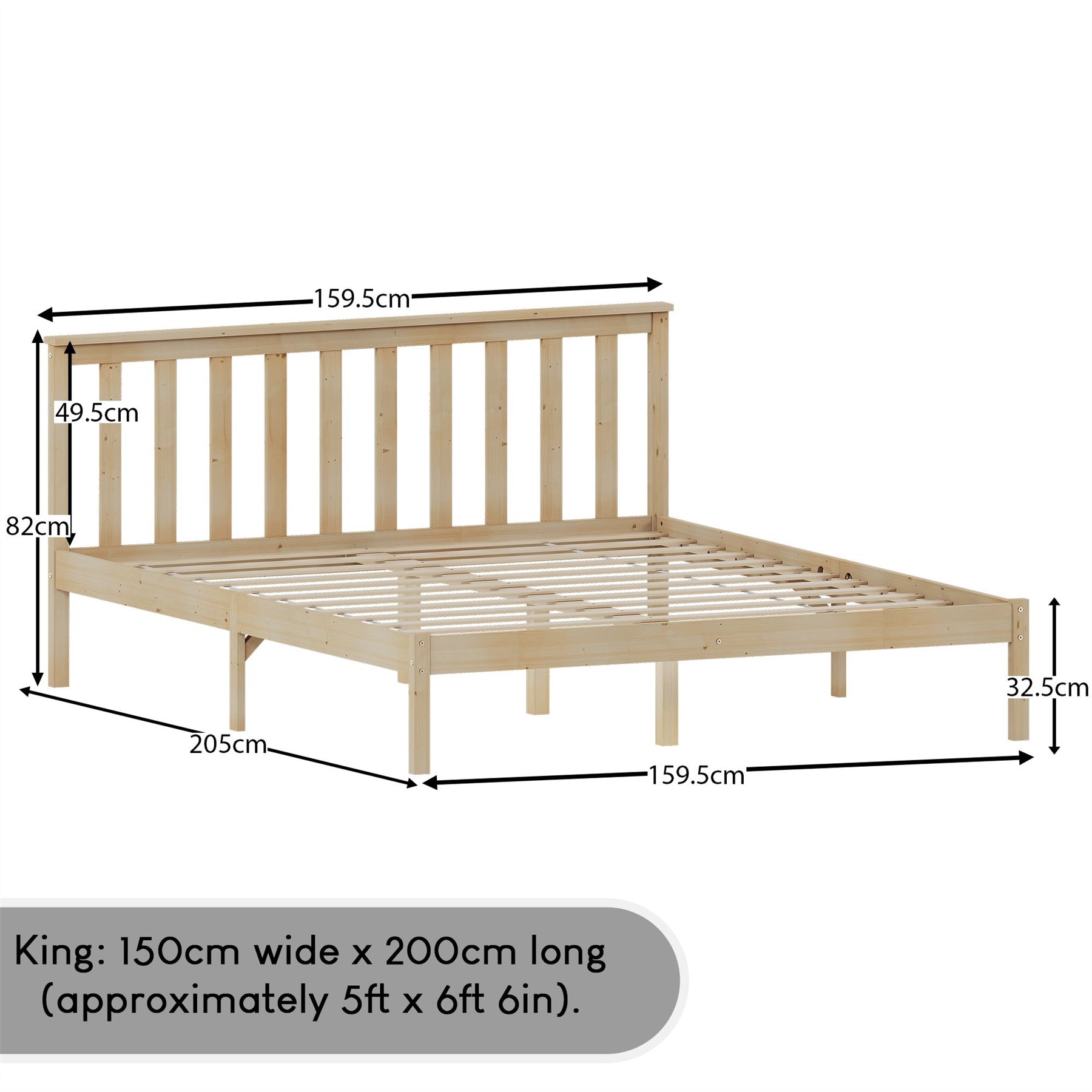 Holzbett Milan Single Double King Size 3 Fuß 4 Fuß 6 5 Fuß Rahmen Matratze Weiß Kiefer - Bild 12 von 37