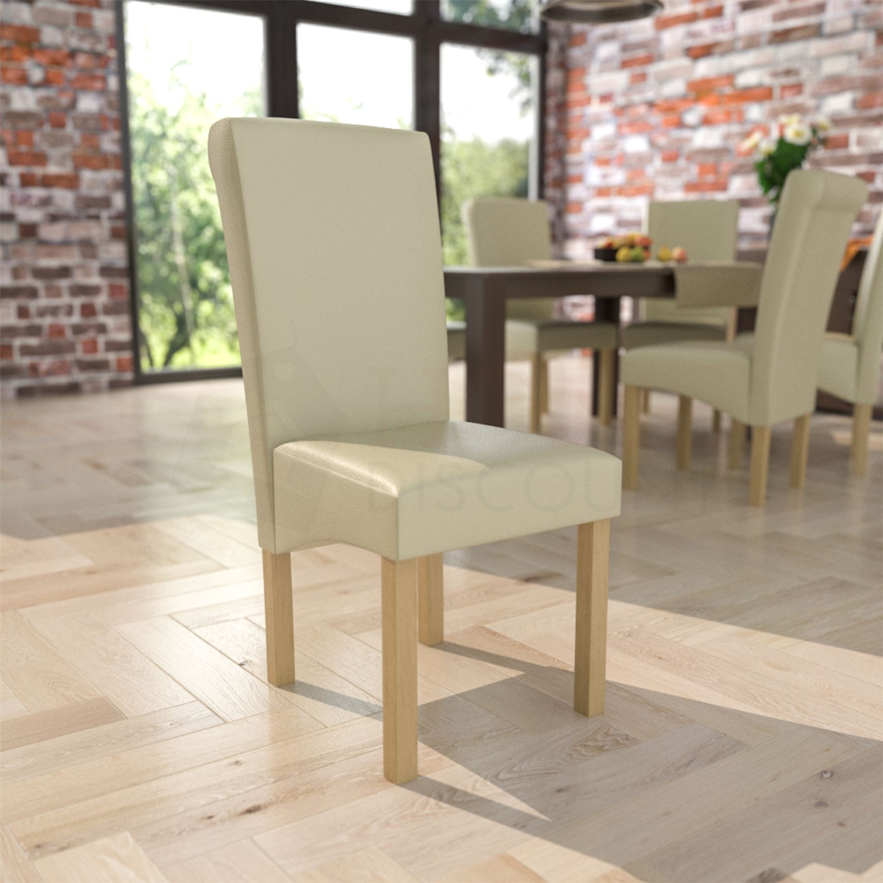 Dining Table & Chairs Set 4/6 Faux Leather Fabric Kitchen Padded Seat Furniture - Picture 67 of 87
