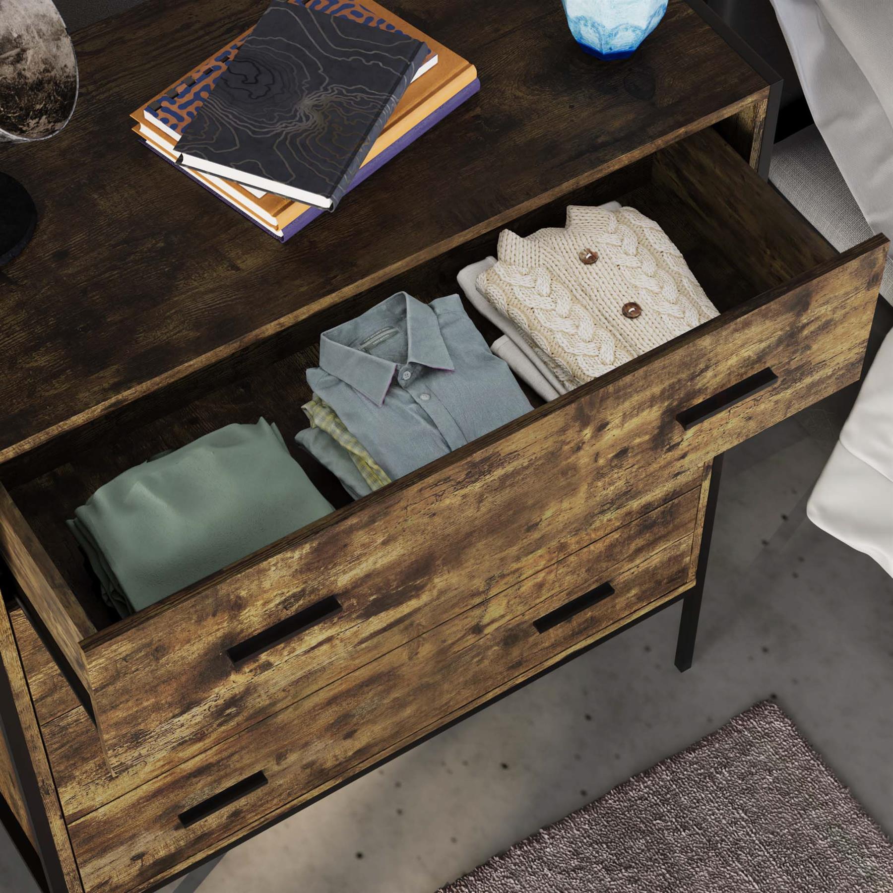 Industrial Chest of Drawers Bedroom Furniture Bedside Chest 1 to 6 Drawers - Picture 42 of 61
