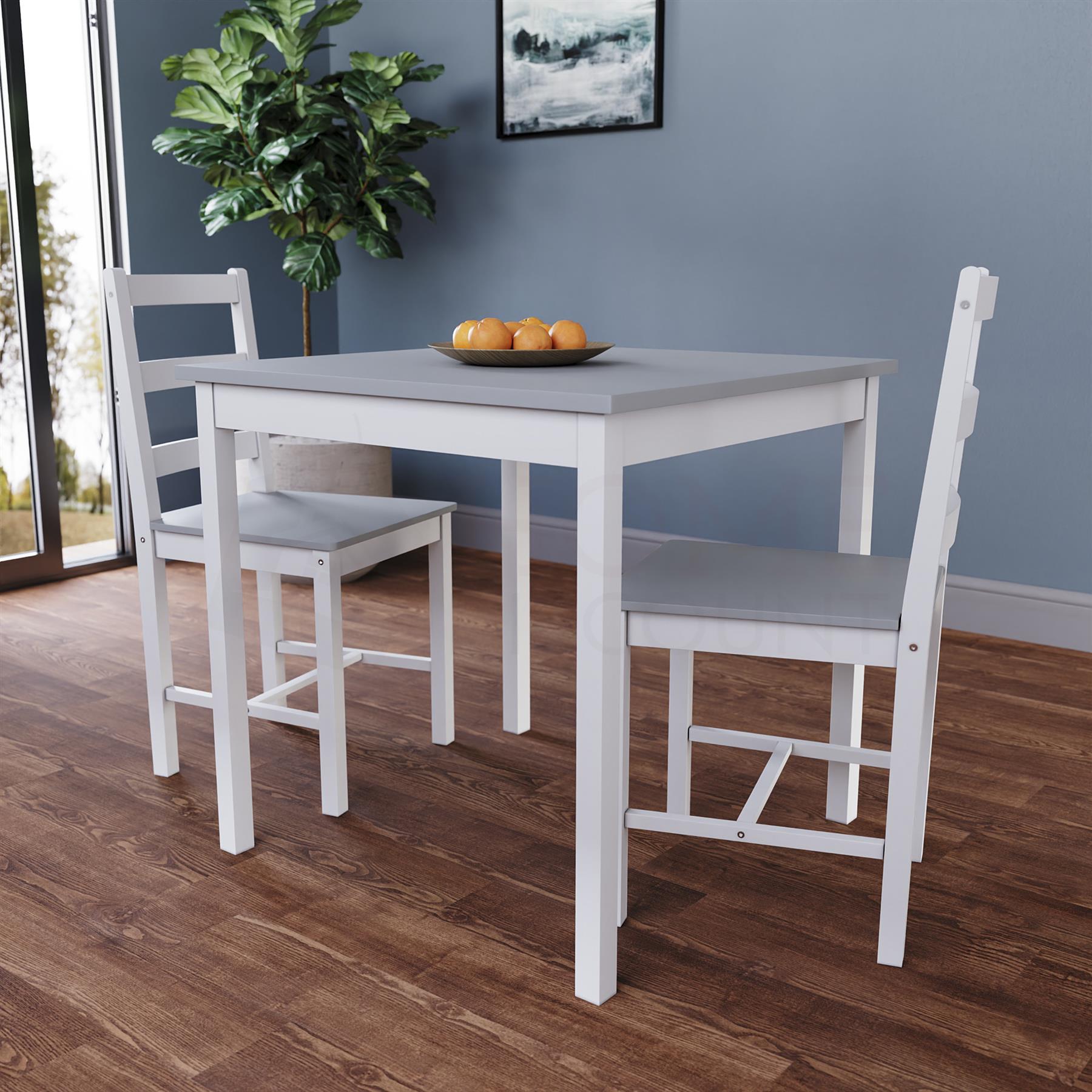 Solid Wood Dining Table and 2 4 Chairs Set Home Kitchen Furniture 3 Colours - Picture 50 of 73