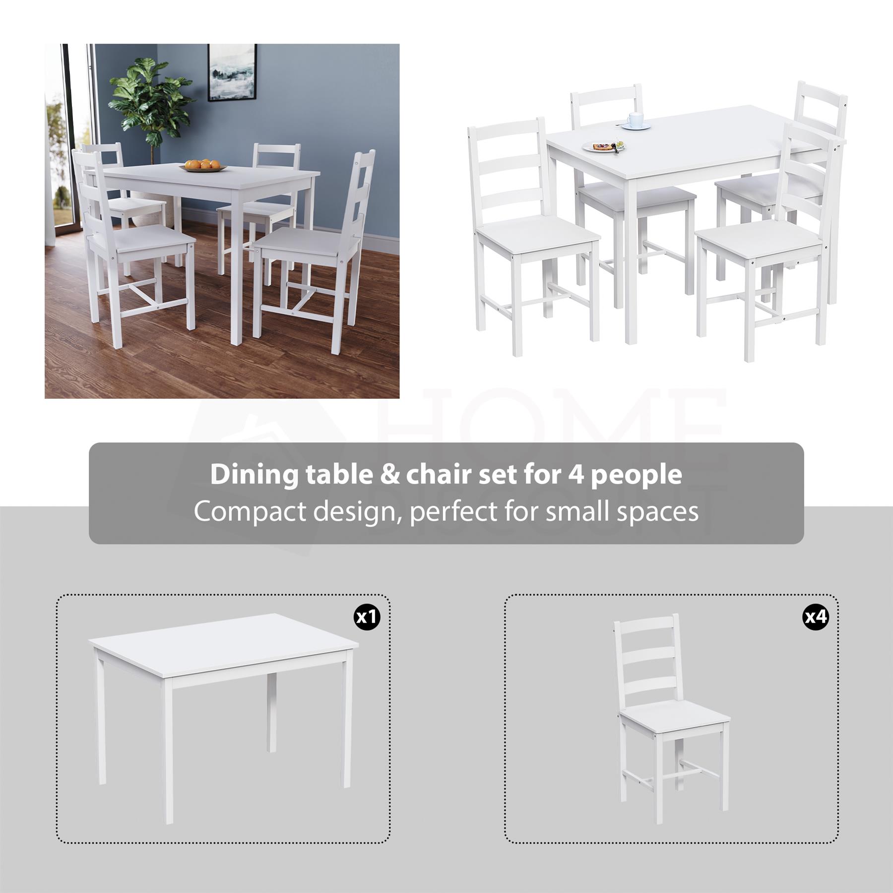 Solid Wood Dining Table and 2 4 Chairs Set Home Kitchen Furniture 3 Colours - Picture 30 of 73