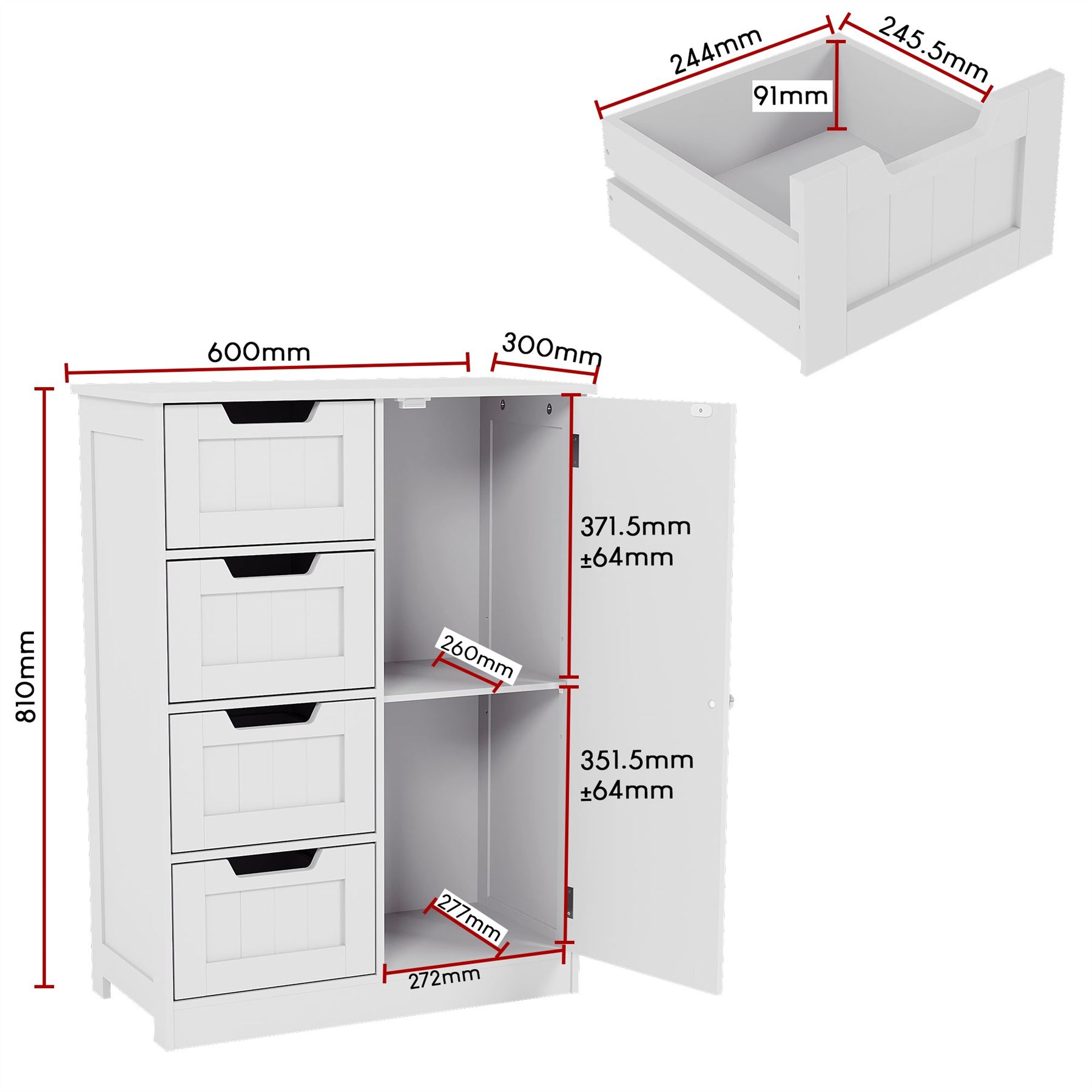 Priano Bathroom Cabinet Door Wall Mounted Freestand Storage Furniture White Grey - Picture 71 of 153