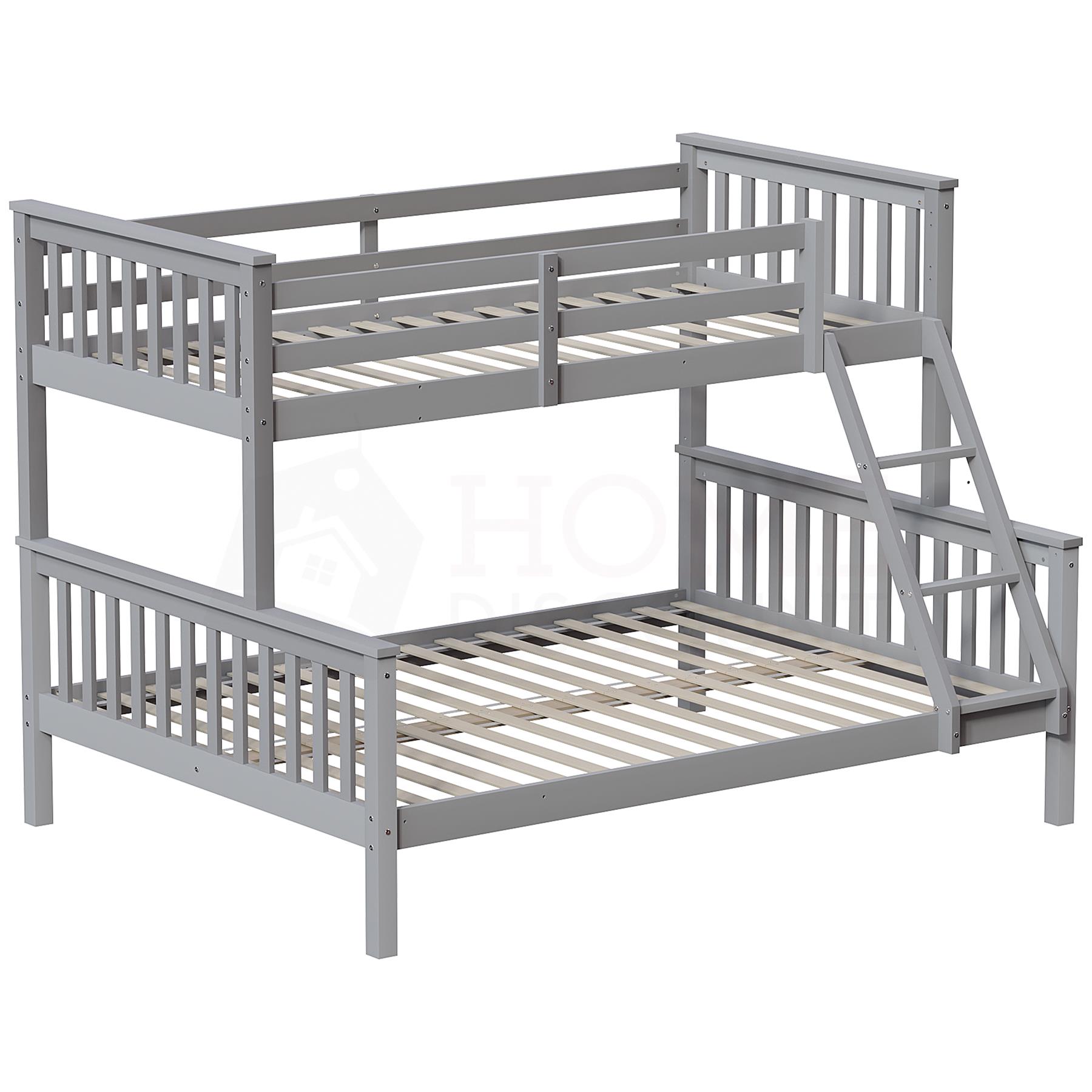 Wooden Bunk Beds Detachable Triple Sleeper High Sleeper Ladder Kids - Picture 14 of 25