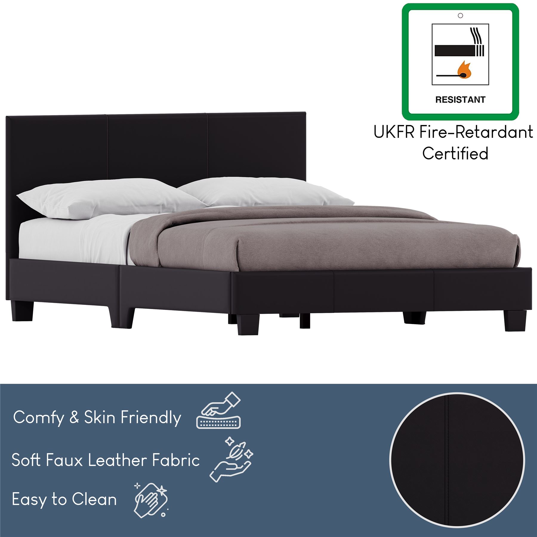 Ottoman Storage Bed Gas Lift Double King Size Leather Bed Slatted Base Headboard - Picture 42 of 137