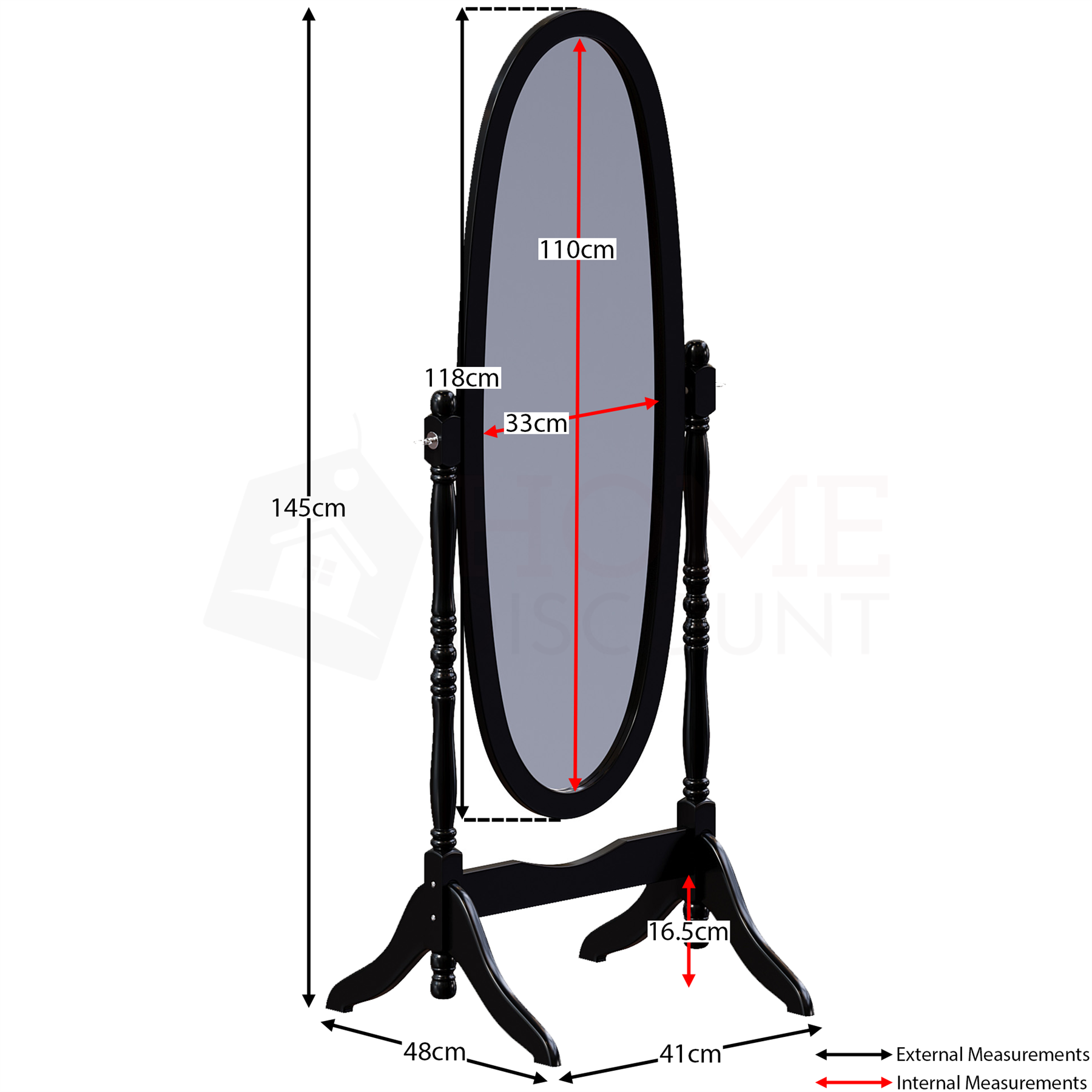 5ft Free Standing Mirror Floor Standing Cheval Full Length Dressing Bedroom - Picture 3 of 31