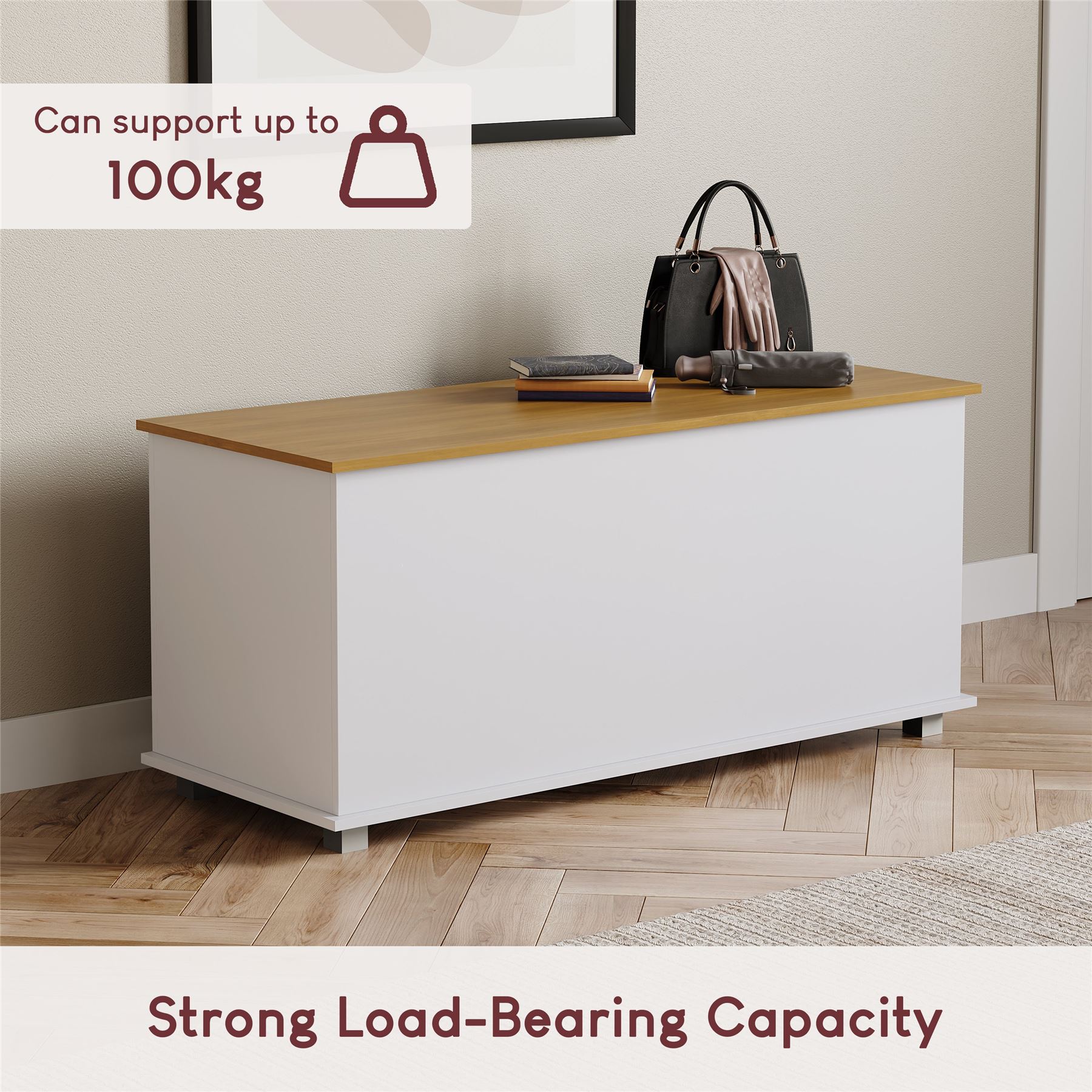 Arlington Storage Ottoman Chest Grey White Toy Chest Bedding Blanket Box Large - Picture 21 of 23