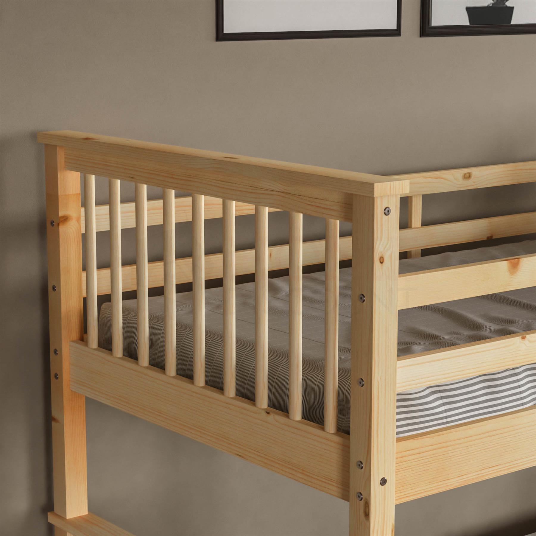 BUNK BED HIGH Sleeper Solid Pine Wood Frame Slats Childrens Kids Single