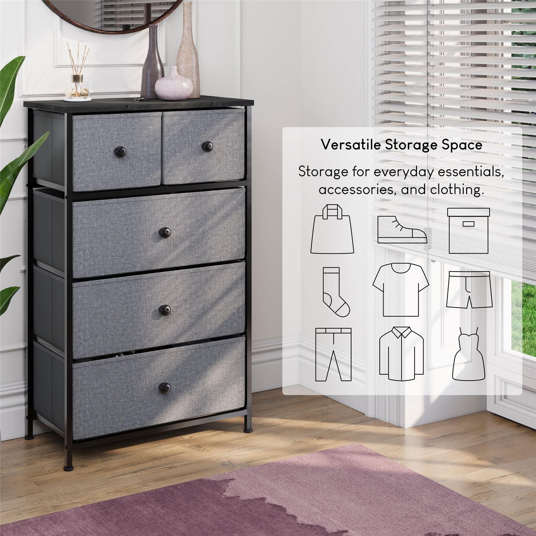Vida Designs Stoff Kommode Aufbewahrungsschrank Schlafzimmer Flur 'UKFR' - Bild 70 von 193