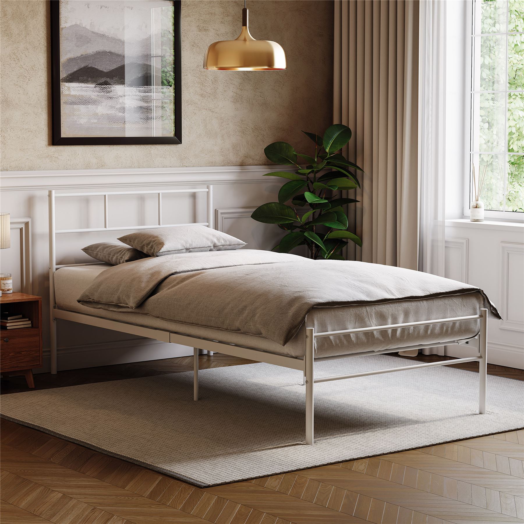 Metal Bed Single Double King Size Slat Base Headboard Set Bedroom Furniture - Picture 19 of 187