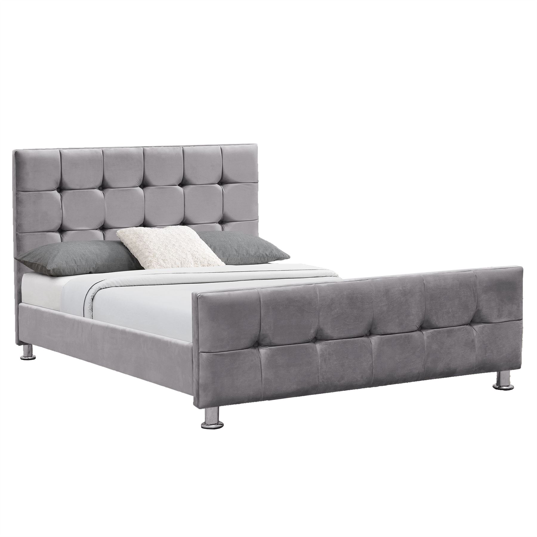 Fabric King Size Bed Frame Ottoman 5FT Upholstered Velvet Linen Modern