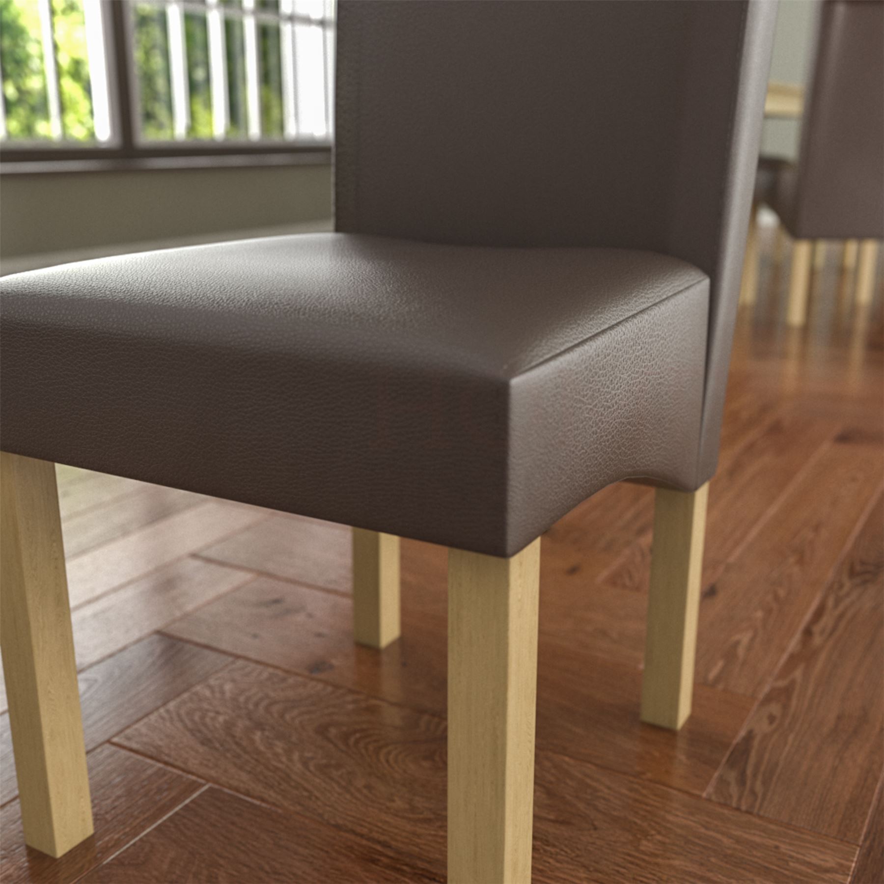 Dining Table & Chairs Set 4/6 Faux Leather Fabric Kitchen Padded Seat Furniture - Picture 63 of 87