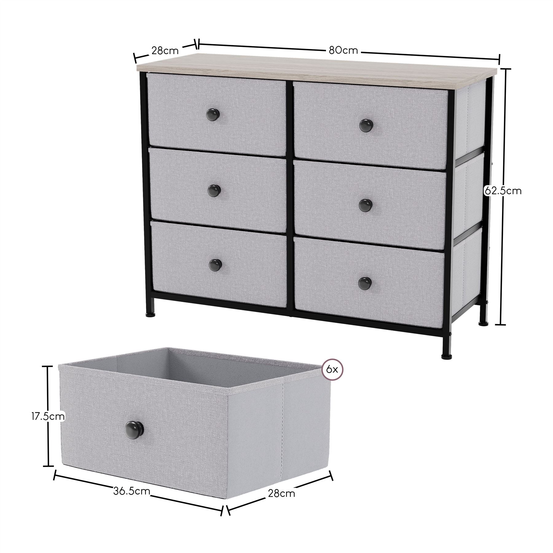 Vida Designs Stoff Kommode Aufbewahrungsschrank Schlafzimmer Flur 'UKFR' - Bild 87 von 193