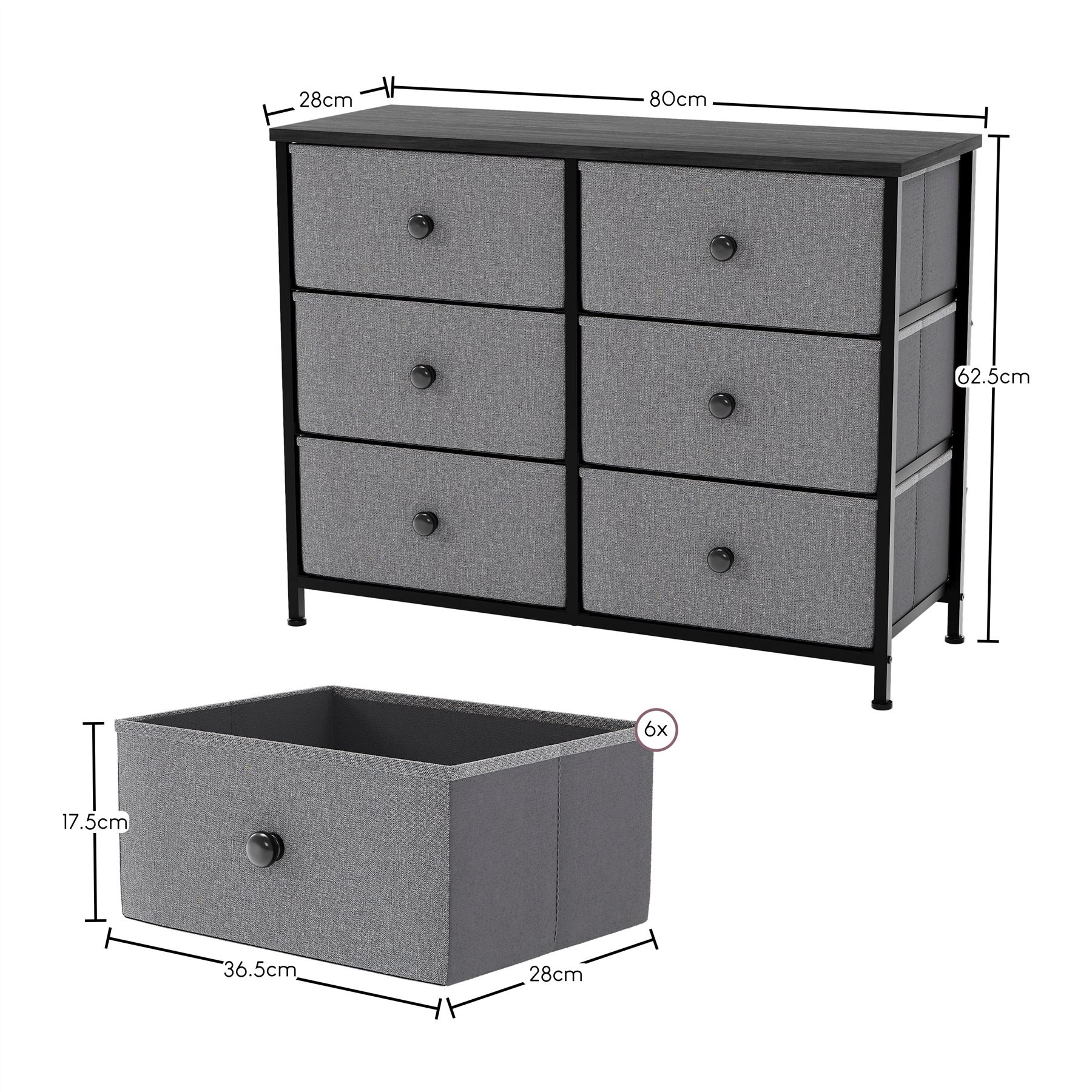 Vida Designs Stoff Kommode Aufbewahrungsschrank Schlafzimmer Flur 'UKFR' - Bild 97 von 193
