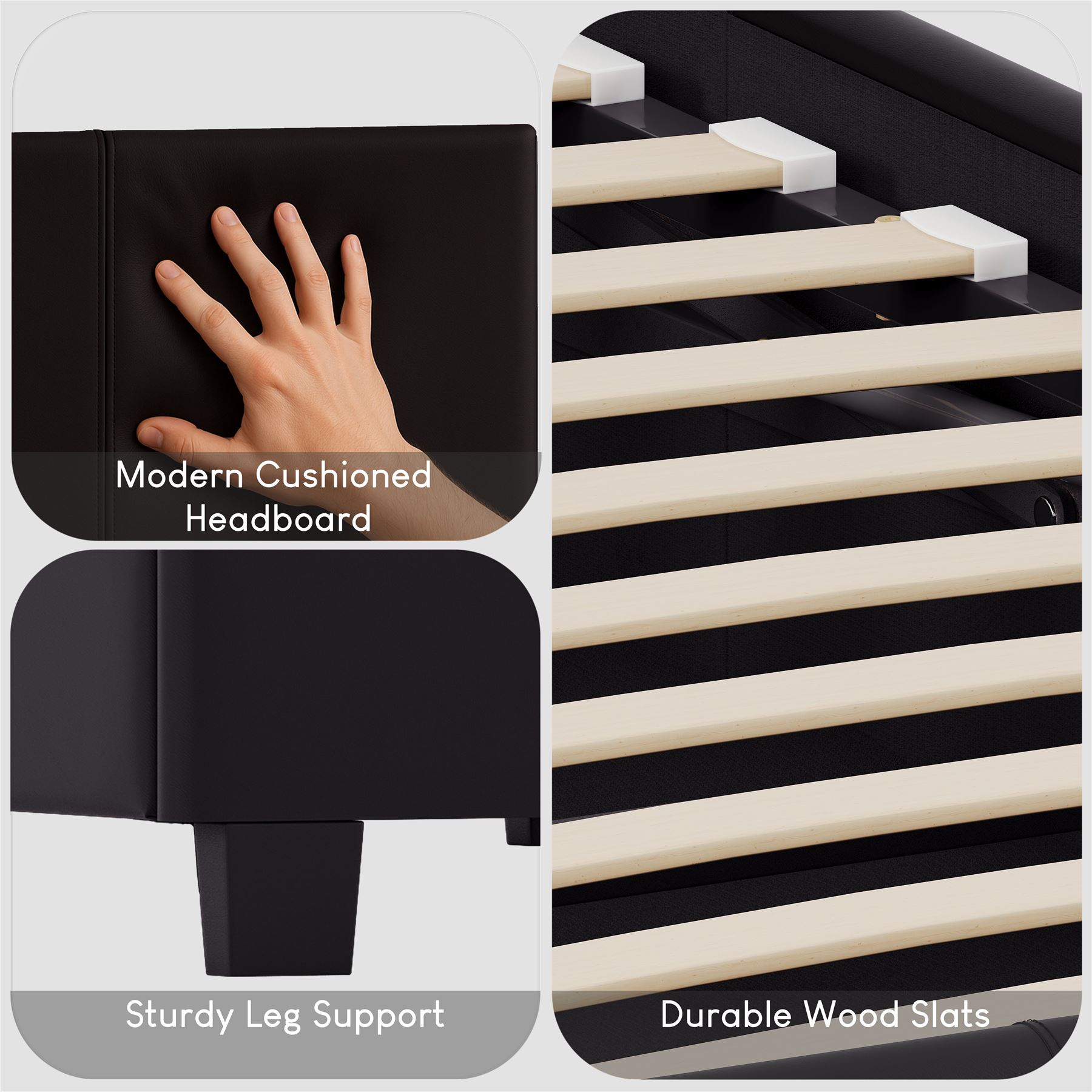 Ottoman Storage Bed Gas Lift Double King Size Leather Bed Slatted Base Headboard - Picture 40 of 137