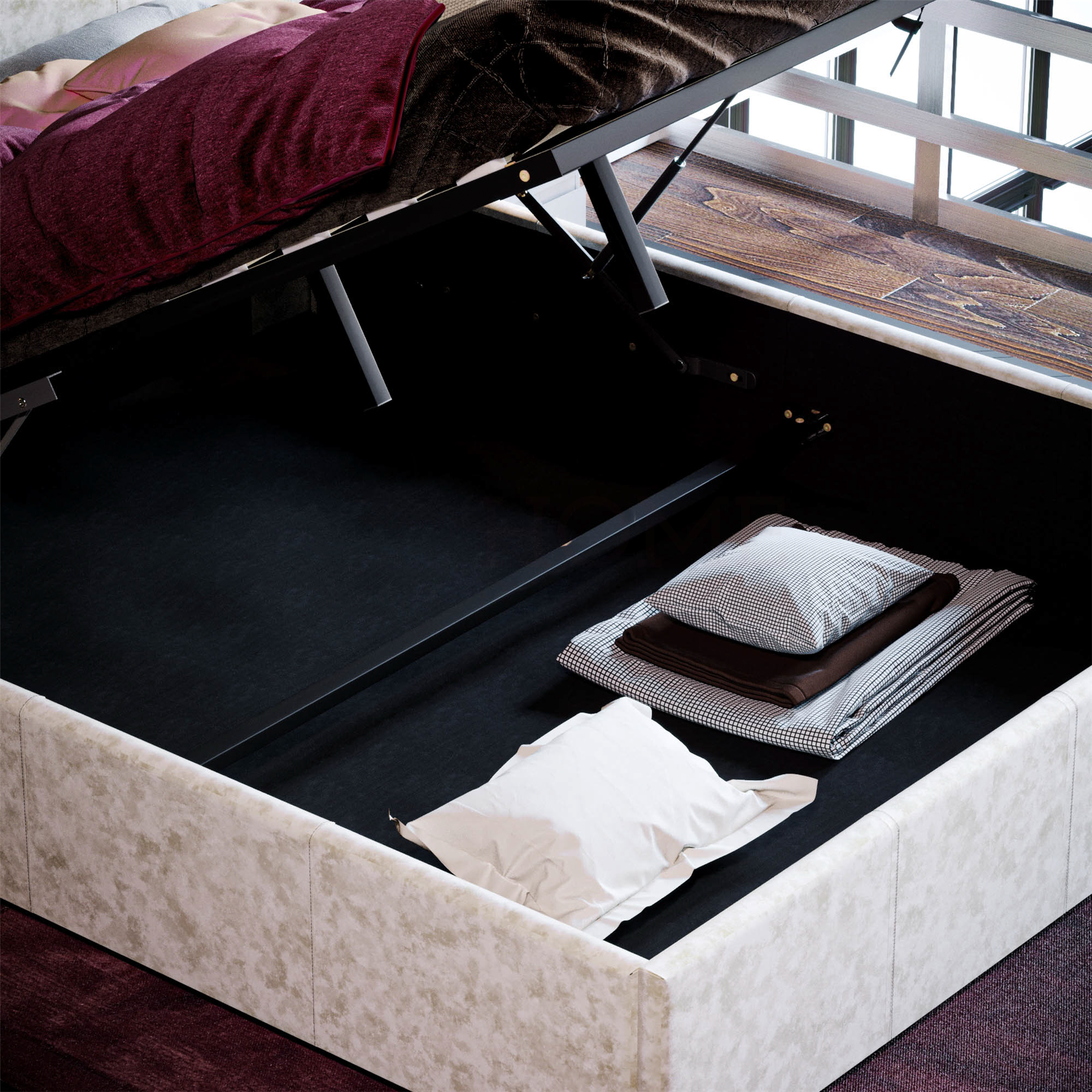 Crushed Velvet/Linen Ottoman Under Storage Sleigh Bed Frame Double King 4ft6 5ft Crushed Velvet/Linen Ottoman Under Storage Sleigh Bed Frame Double King 4ft6 5ft
