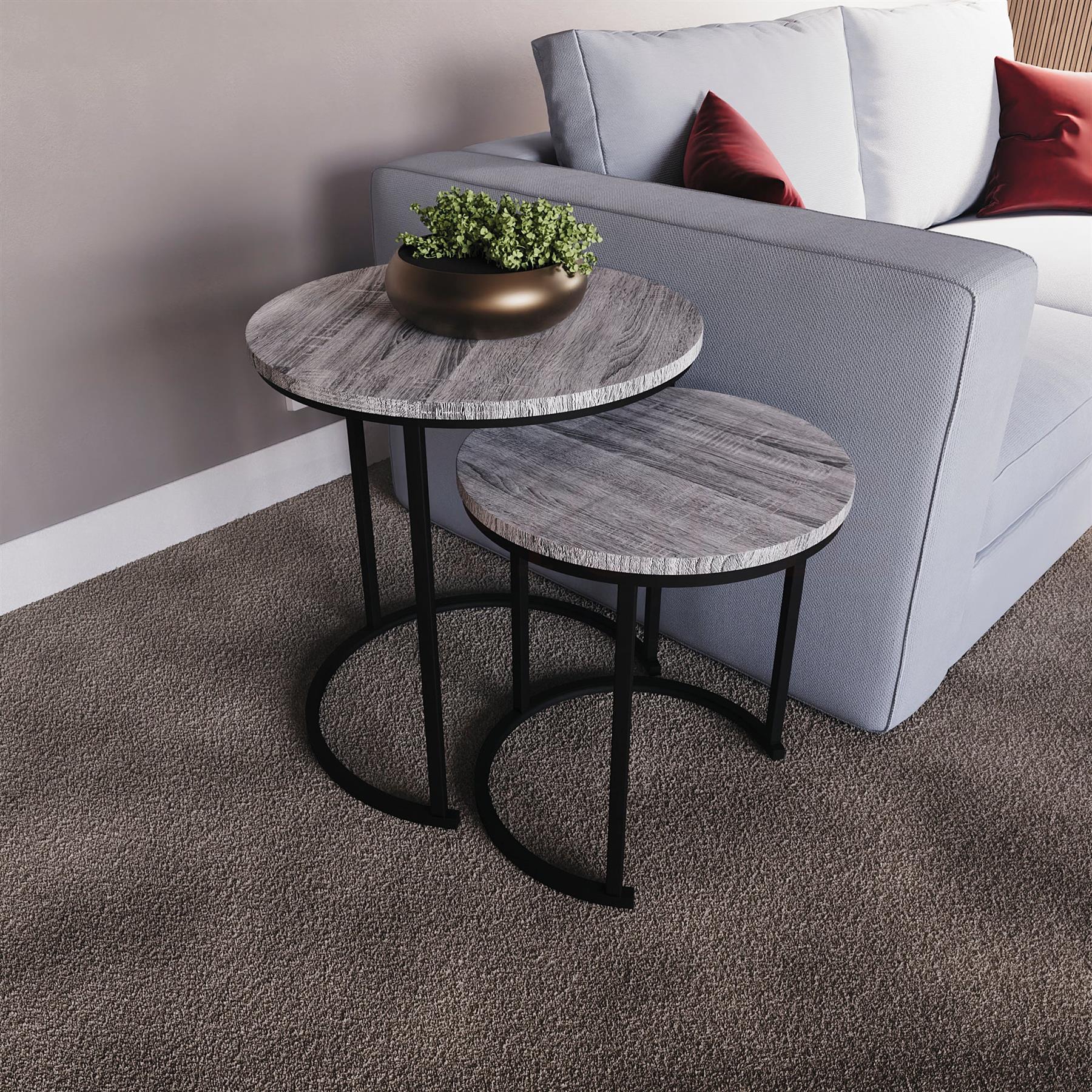 Set of 2 3 Coffee Nesting Table Set Sofa Side End Table Industrial Living Room - Picture 64 of 107