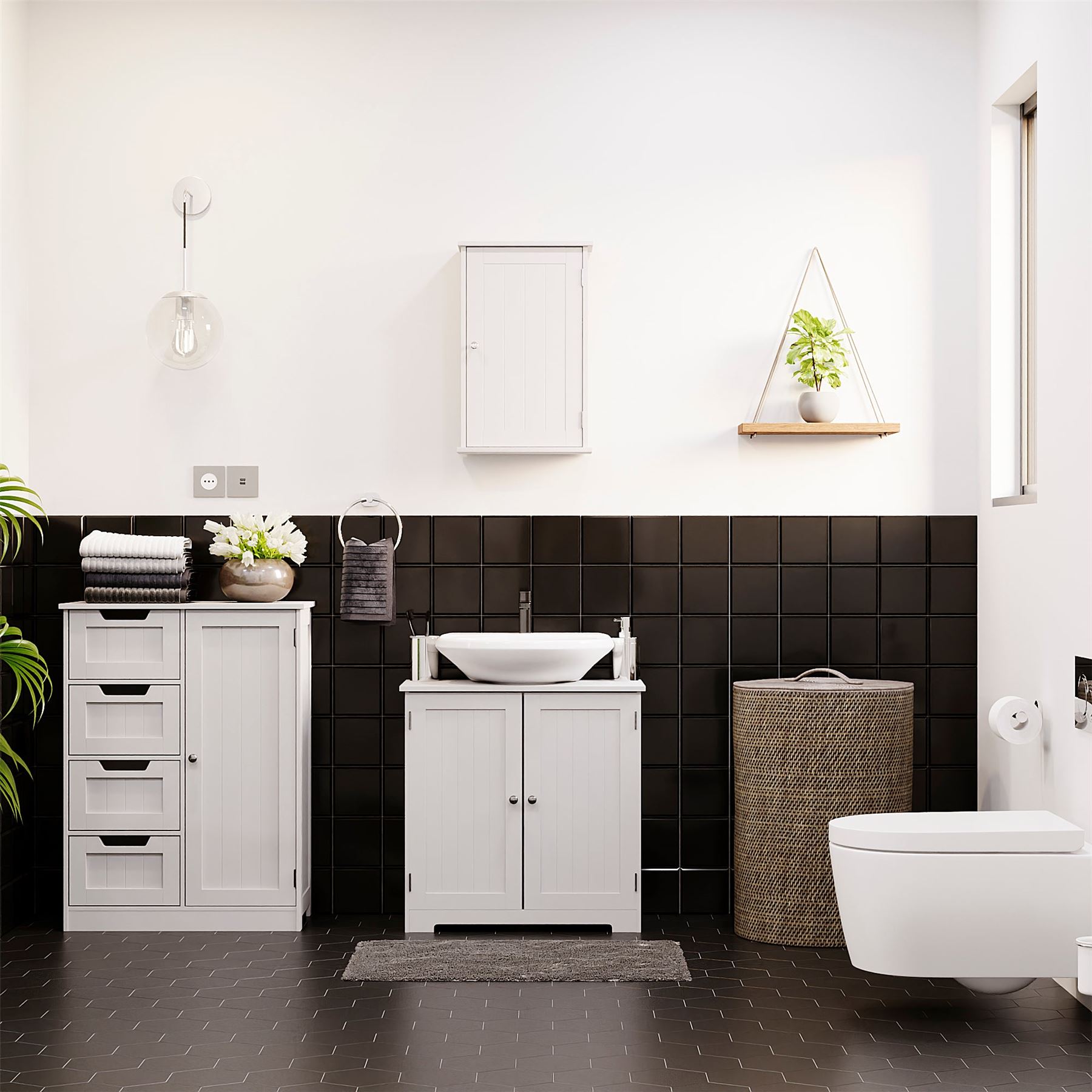 Wall Mounted Cabinet Bathroom White Single Double Door Vanity Storage Cupboard - Picture 60 of 113