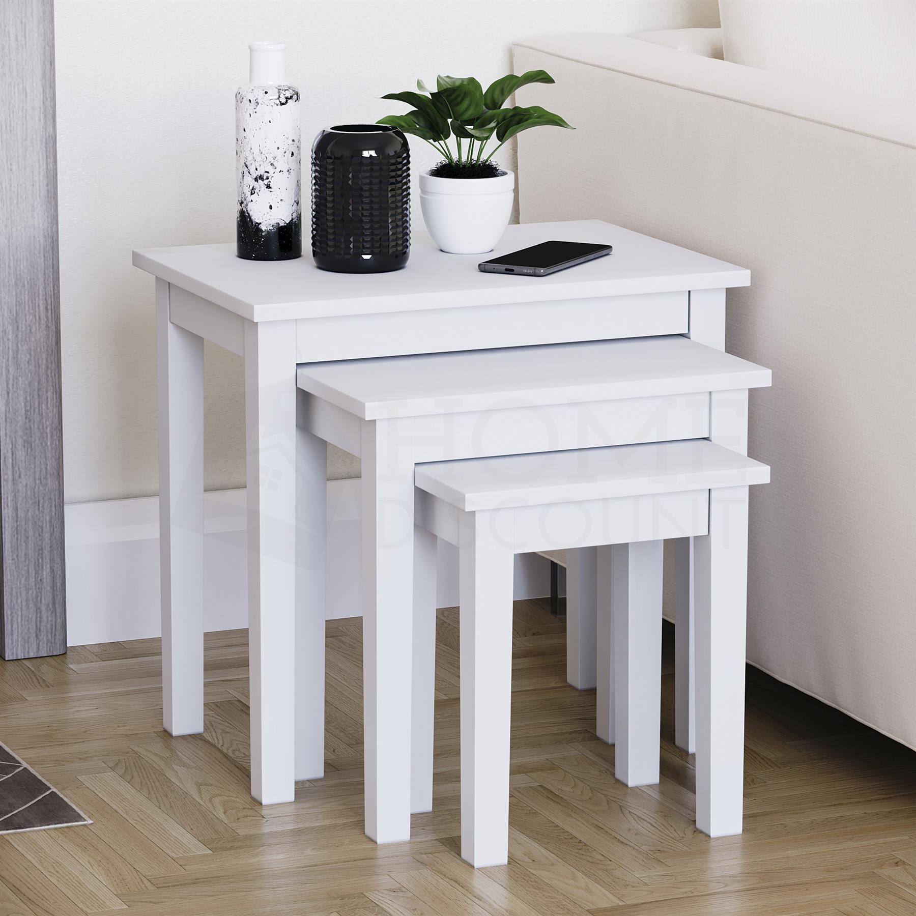 Wooden Nest of Tables 3 Piece Table Set Coffee Side Living Room Furniture - Picture 20 of 37