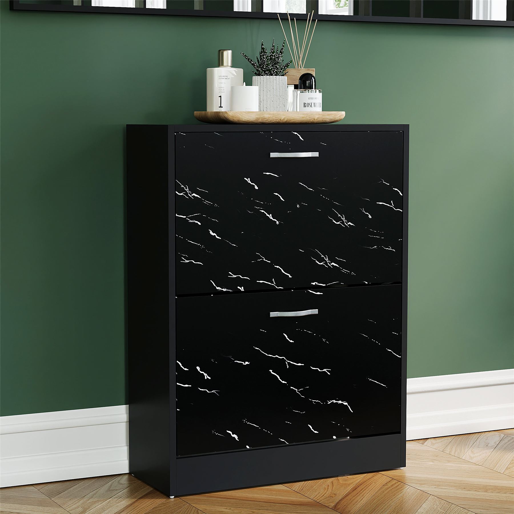 Shoe Cabinet 2 Drawer Storage Organiser Footwear Rack Cupboard Hallway Unit - Picture 25 of 79