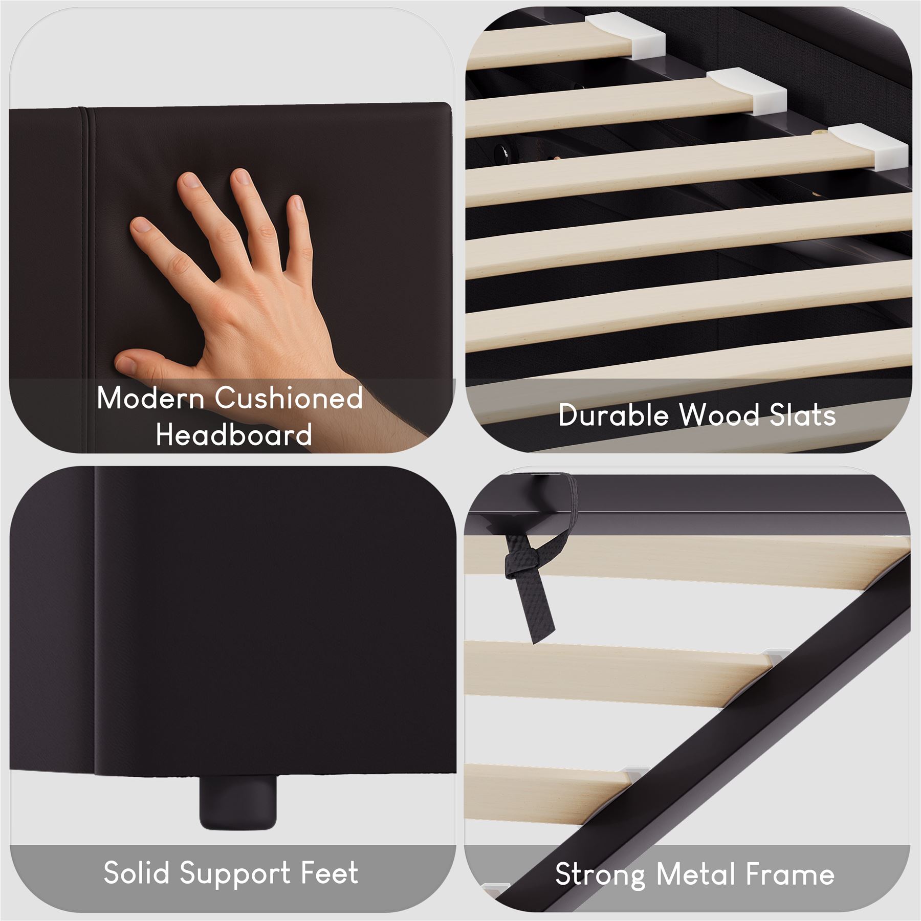 Ottoman Storage Bed Gas Lift Double King Size Leather Bed Slatted Base Headboard - Picture 32 of 137