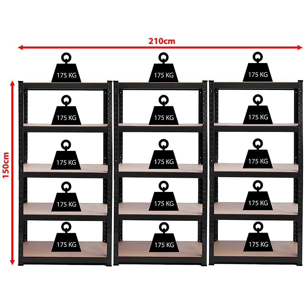 Heavy Duty Garage Shelving 5 Tier Racking Storage Garage Black - Picture 9 of 28