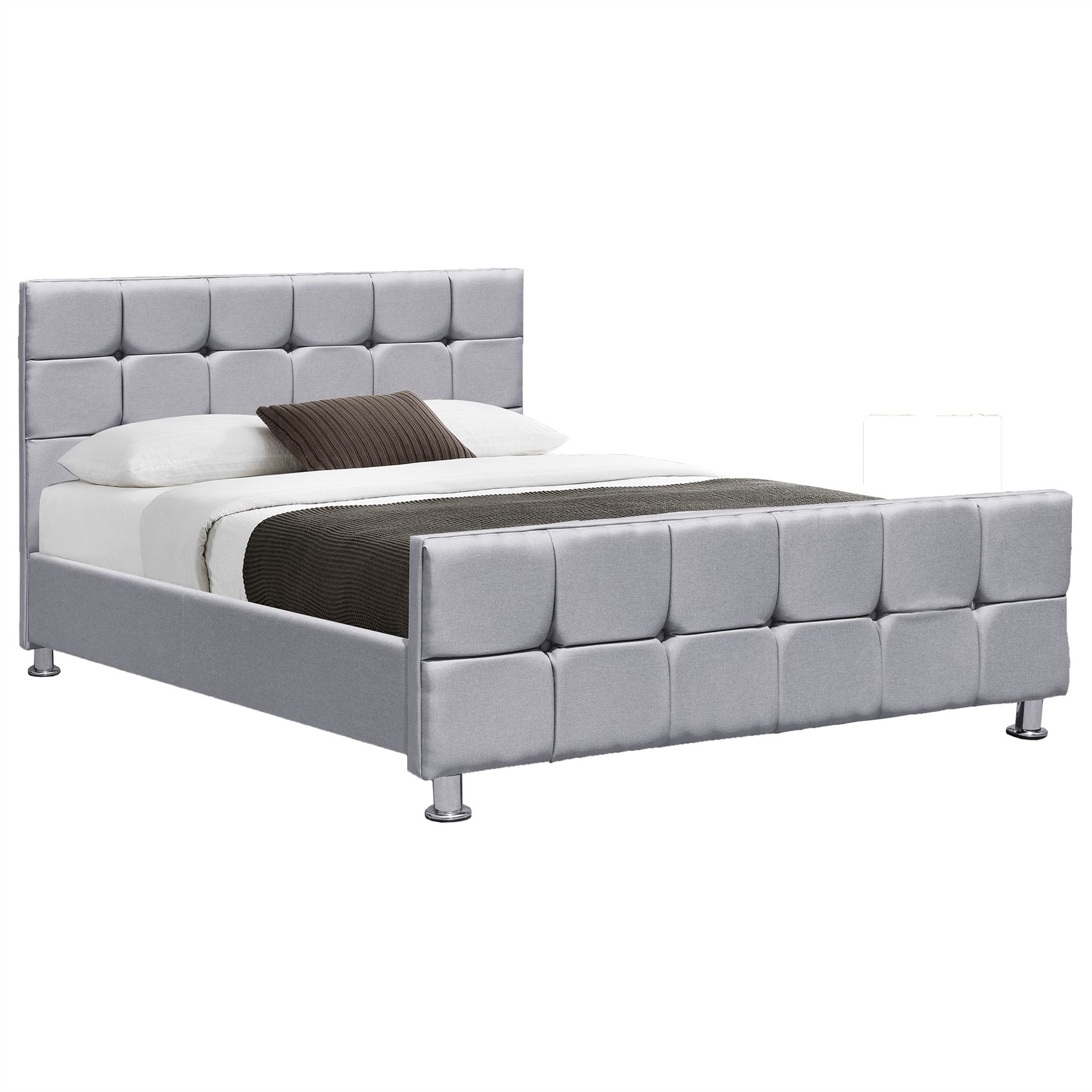 Fabric King Size Bed Frame Ottoman 5FT Upholstered Velvet Linen Modern
