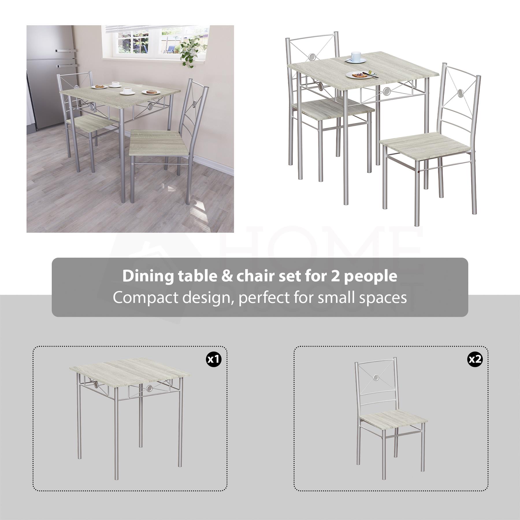 Wooden Dining Table & Chair Set 2 / 4 Seater Bench Chair Kitchen Room Furniture - Picture 55 of 82