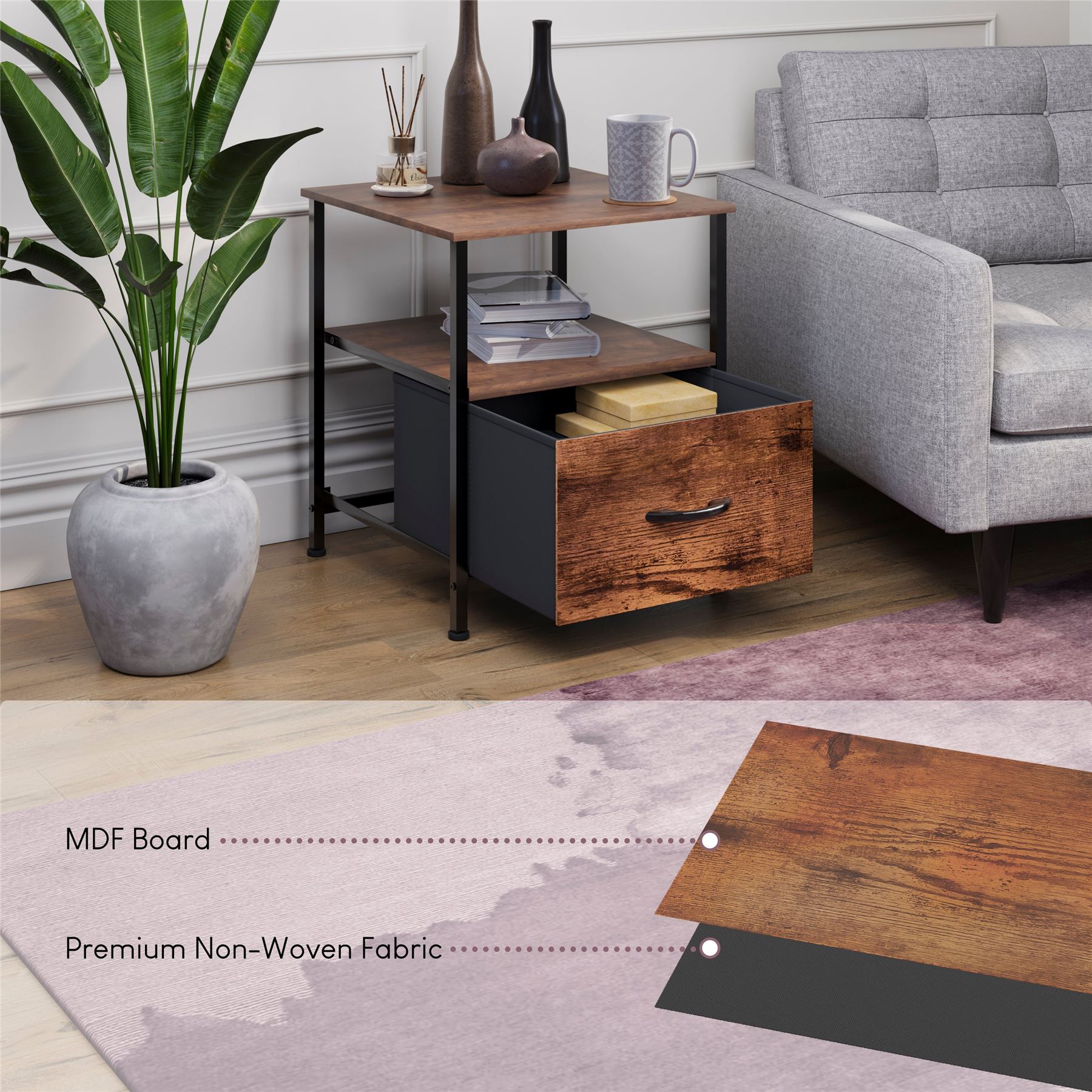 Moderne Stoff Kommode Aufbewahrung Organizer Schlafzimmer Möbel "UKFR" - Bild 8 von 65