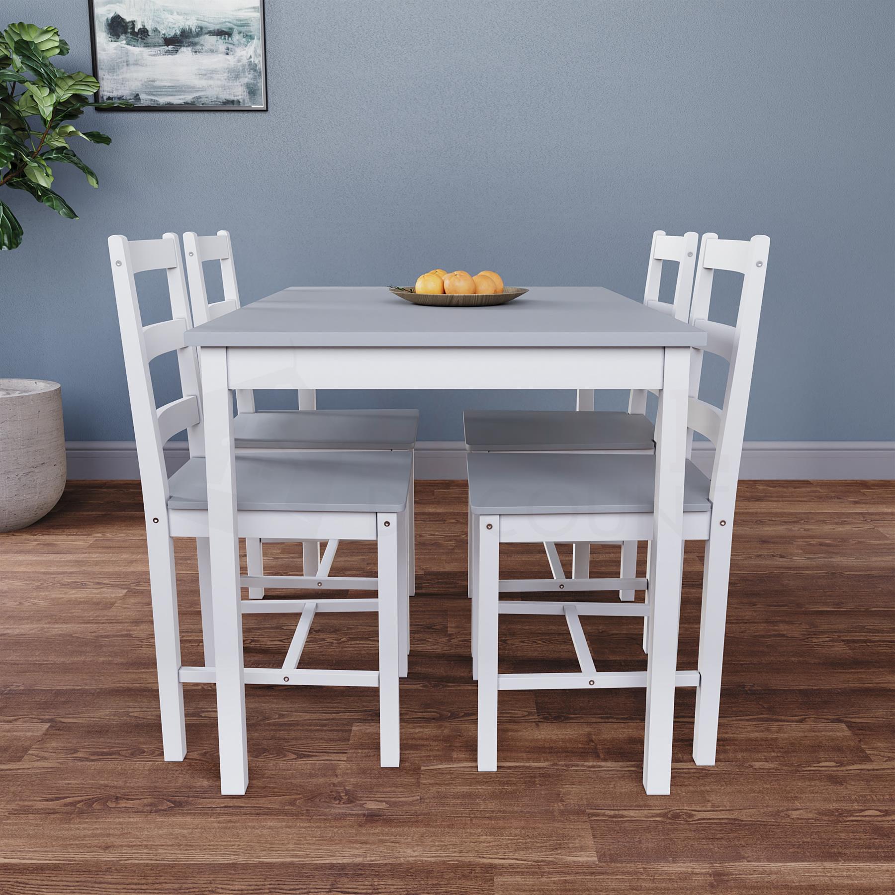 Solid Wood Dining Table and 2 4 Chairs Set Home Kitchen Furniture 3 Colours - Picture 73 of 73