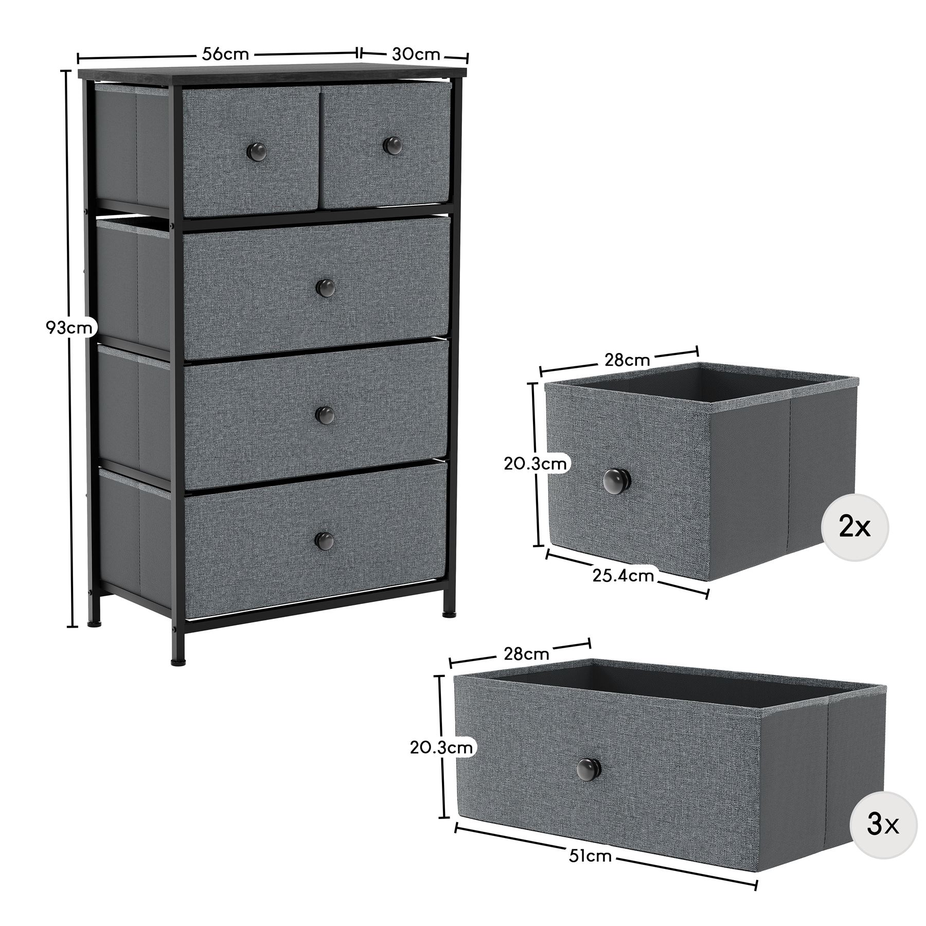 Vida Designs Modern Chest of Drawers 5 Drawer Fabric 'UKFR' Storage Bedroom - Picture 12 of 26