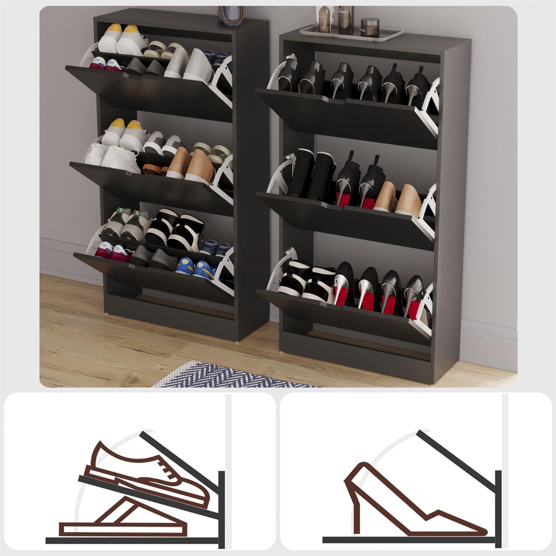 Shoe Rack Shoes Storage Cabinet Wooden Cupboard 2 3 Drawer Organiser 100% FSC - Picture 53 of 61
