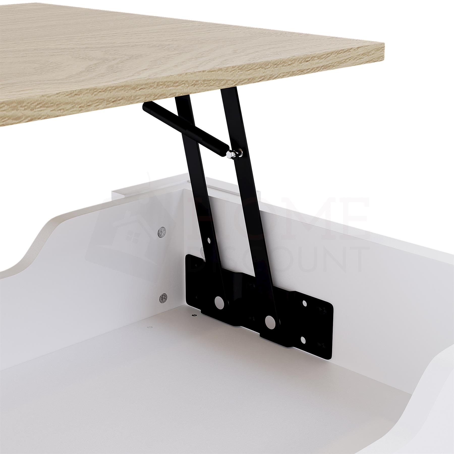 Holz Couchtisch Lift Up Stauraumplatte mit Ablage Wohnzimmer Möbel - Bild 41 von 43