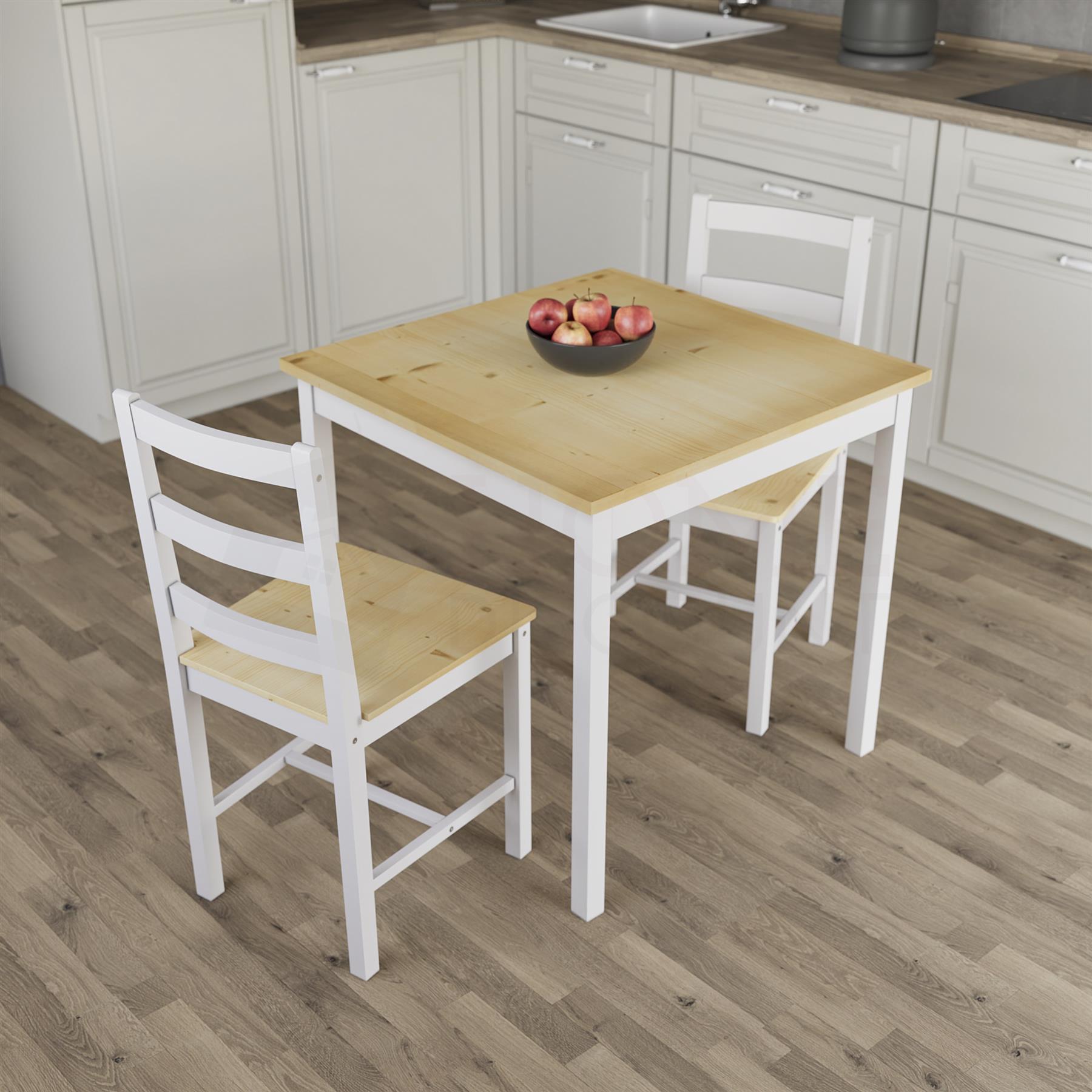 Solid Wood Dining Table and 2 4 Chairs Set Home Kitchen Furniture 3 Colours - Picture 21 of 73