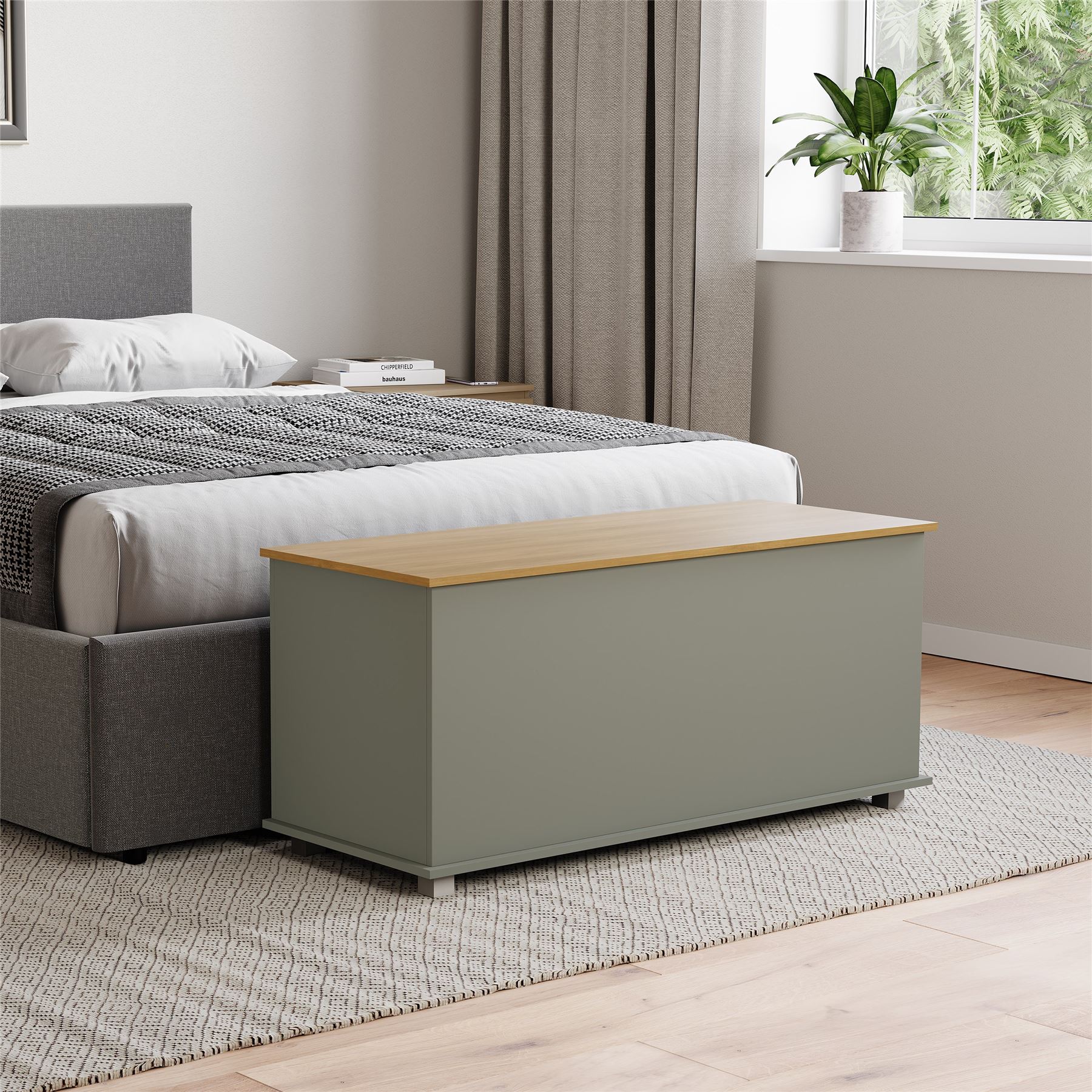 Arlington Storage Ottoman Chest Grey White Toy Chest Bedding Blanket Box Large - Picture 9 of 23