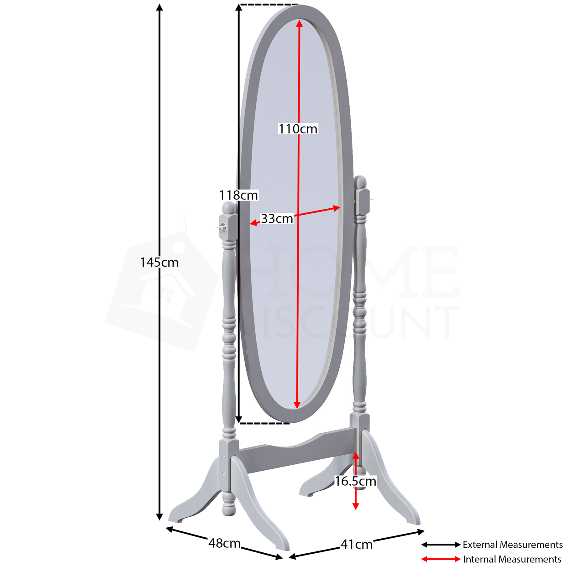 5ft Free Standing Mirror Floor Standing Cheval Full Length Dressing Bedroom - Picture 8 of 31