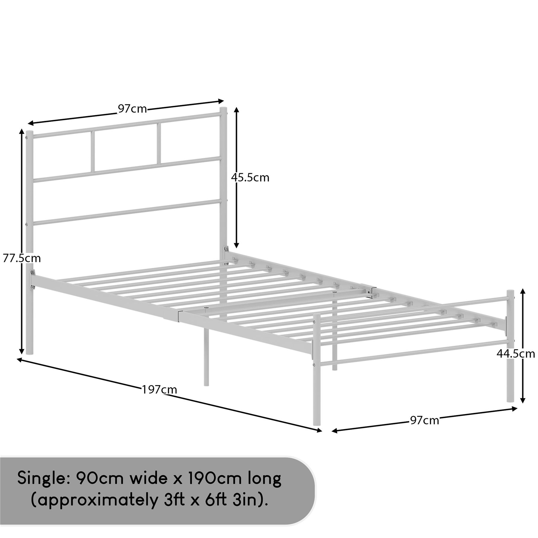 Metal Bed Single Double King Size Slat Base Headboard Set Bedroom Furniture - Picture 20 of 187
